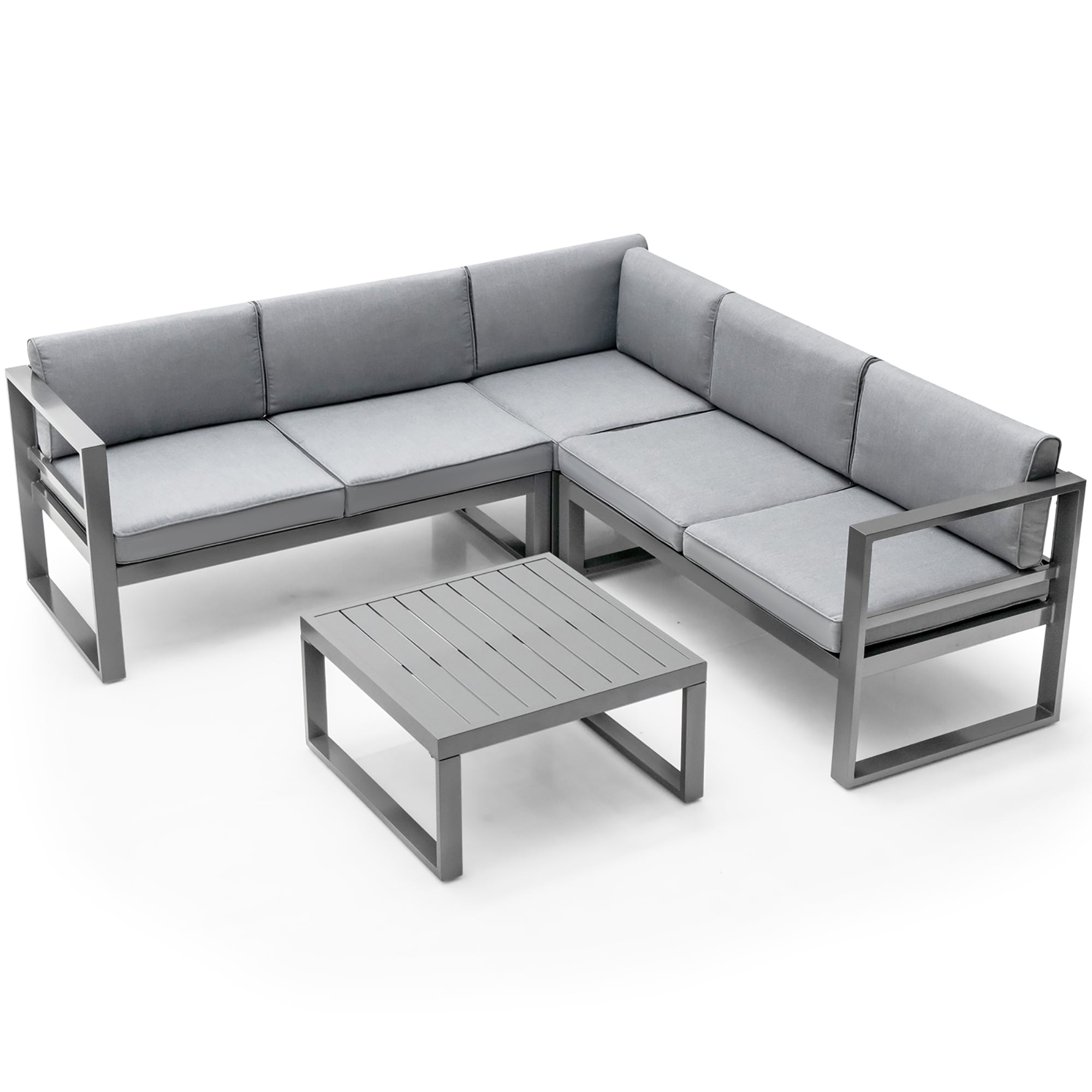 Costway NP10602GR+ 4 -Piece Patio Sofa Conversation Set with Gray Cushions