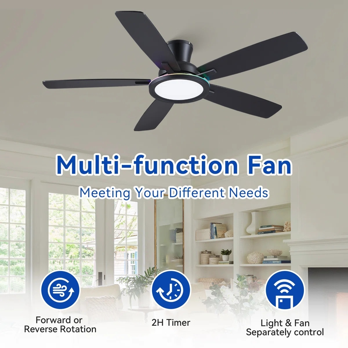 Kviflon LS8240-52BKRGB Ceiling-Fans - View #2