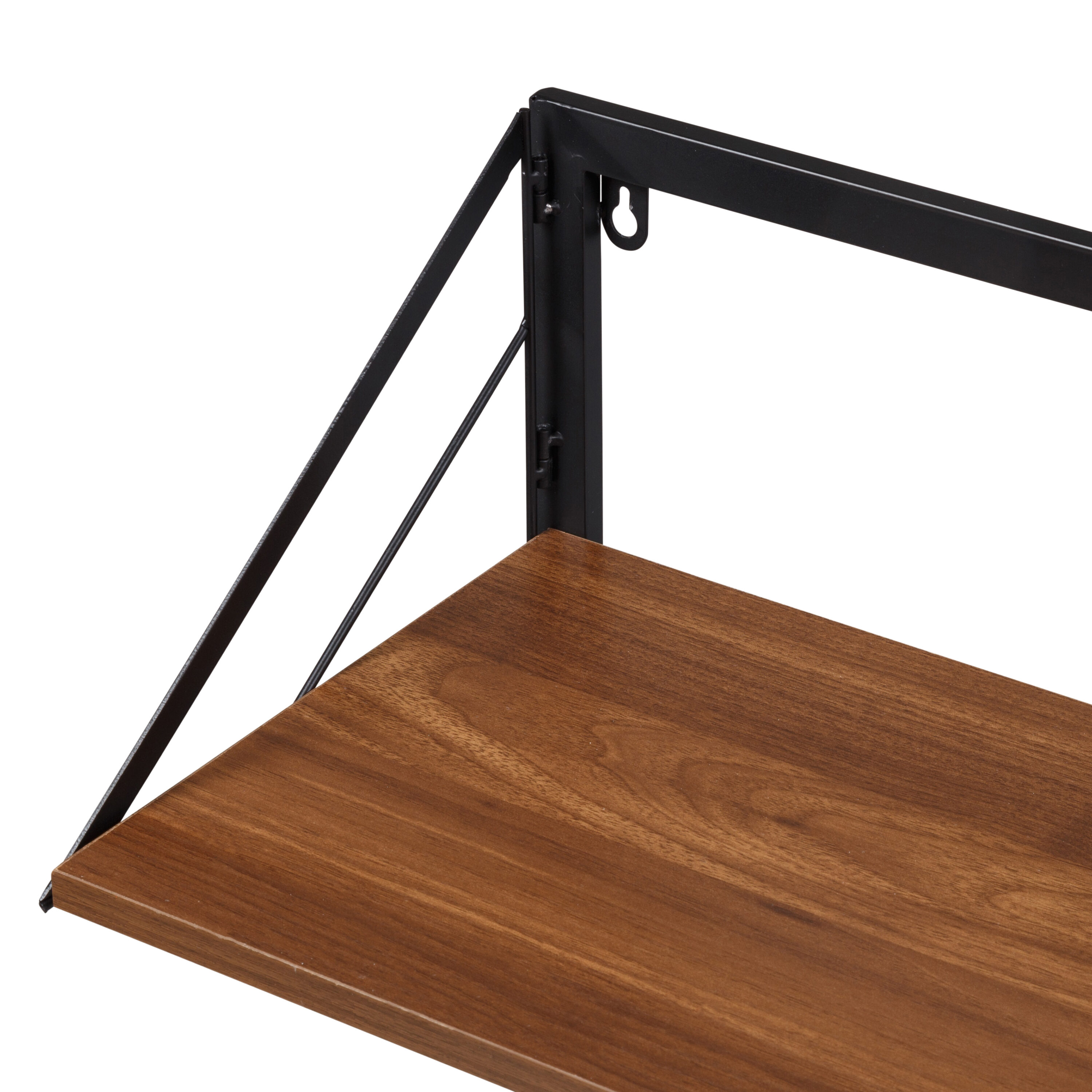 Black and Walnut Collapsible Wall-Mounted Laundry Hamper with Shelf
