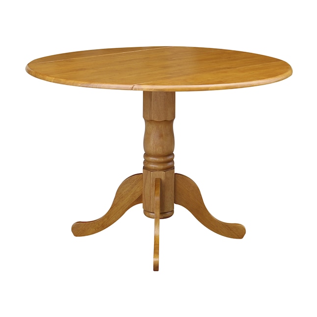International Concepts Medium Oak Round, Round Oak Pedestal Table With Leaf
