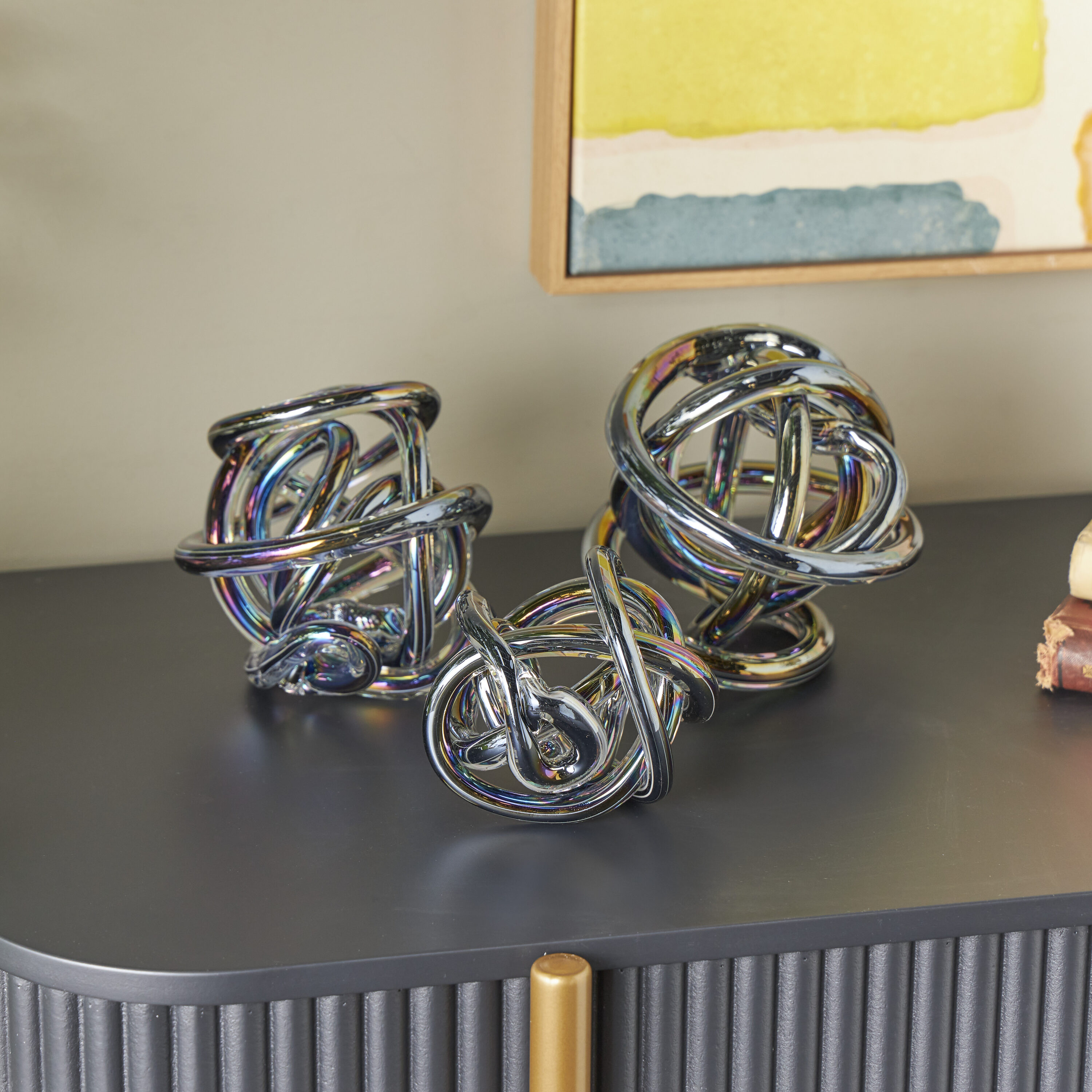 Grayson Lane 821331 3 -Pack Gray Glass Modern Sculpture