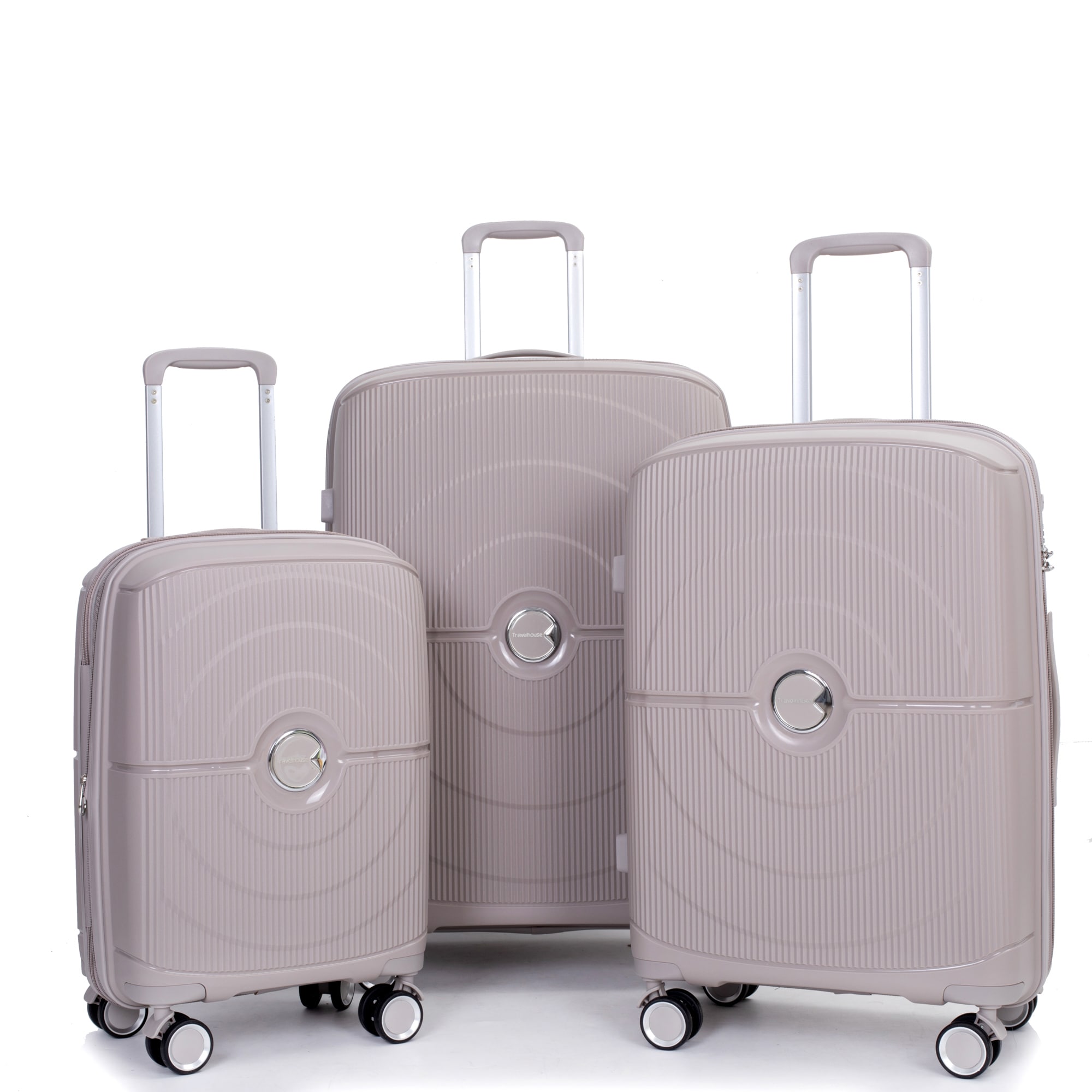 SINOFURN SYD9400021SD 19.3x12x29.1 Beige + Gold Plastic Hardshell Suitcase set 3 -Bag