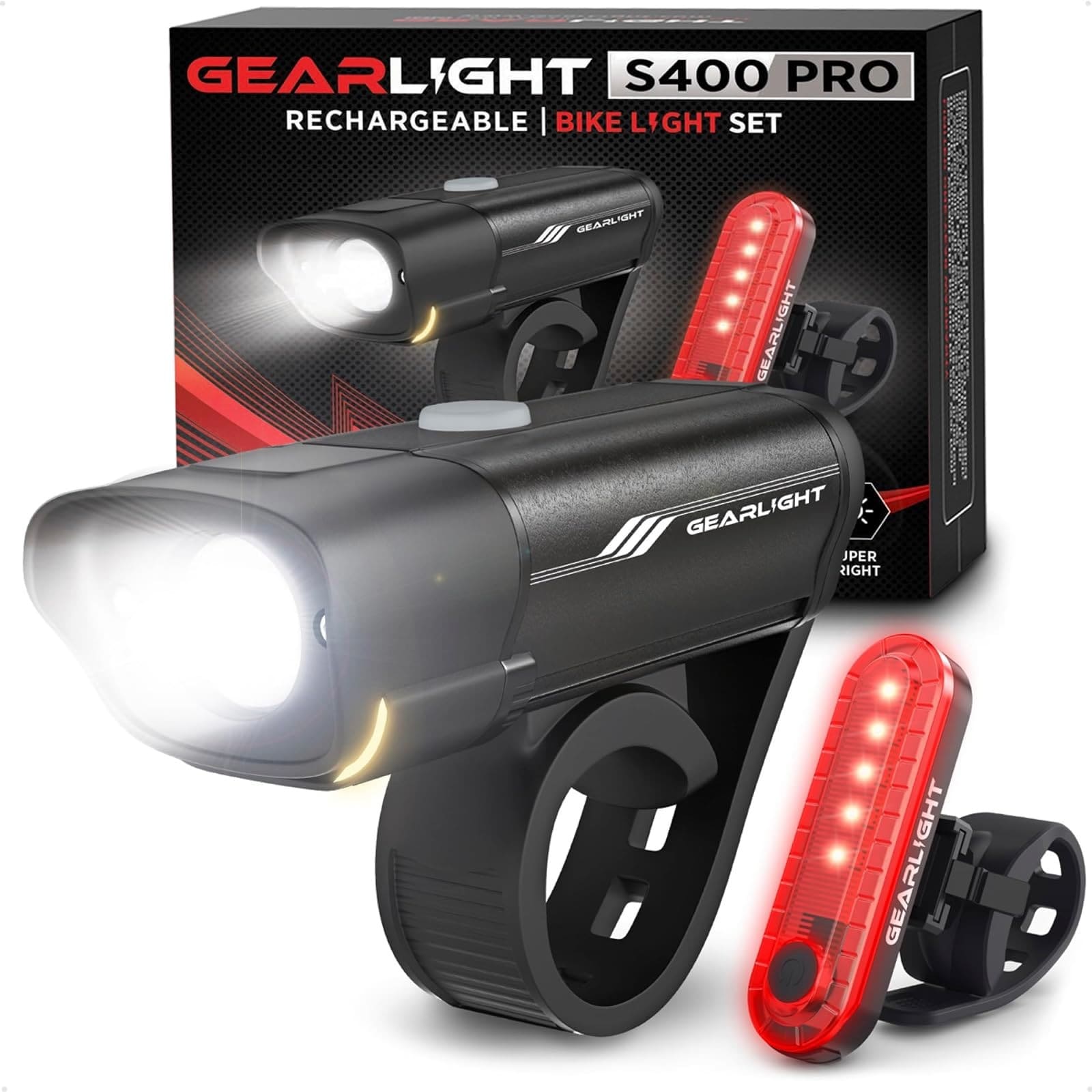 LIUSXAQI  2 Pack USB Rechargeable LED Bike Lights Front and Back Set 400 Lumen Water Resistant for Mountain Road and Kids Bikes