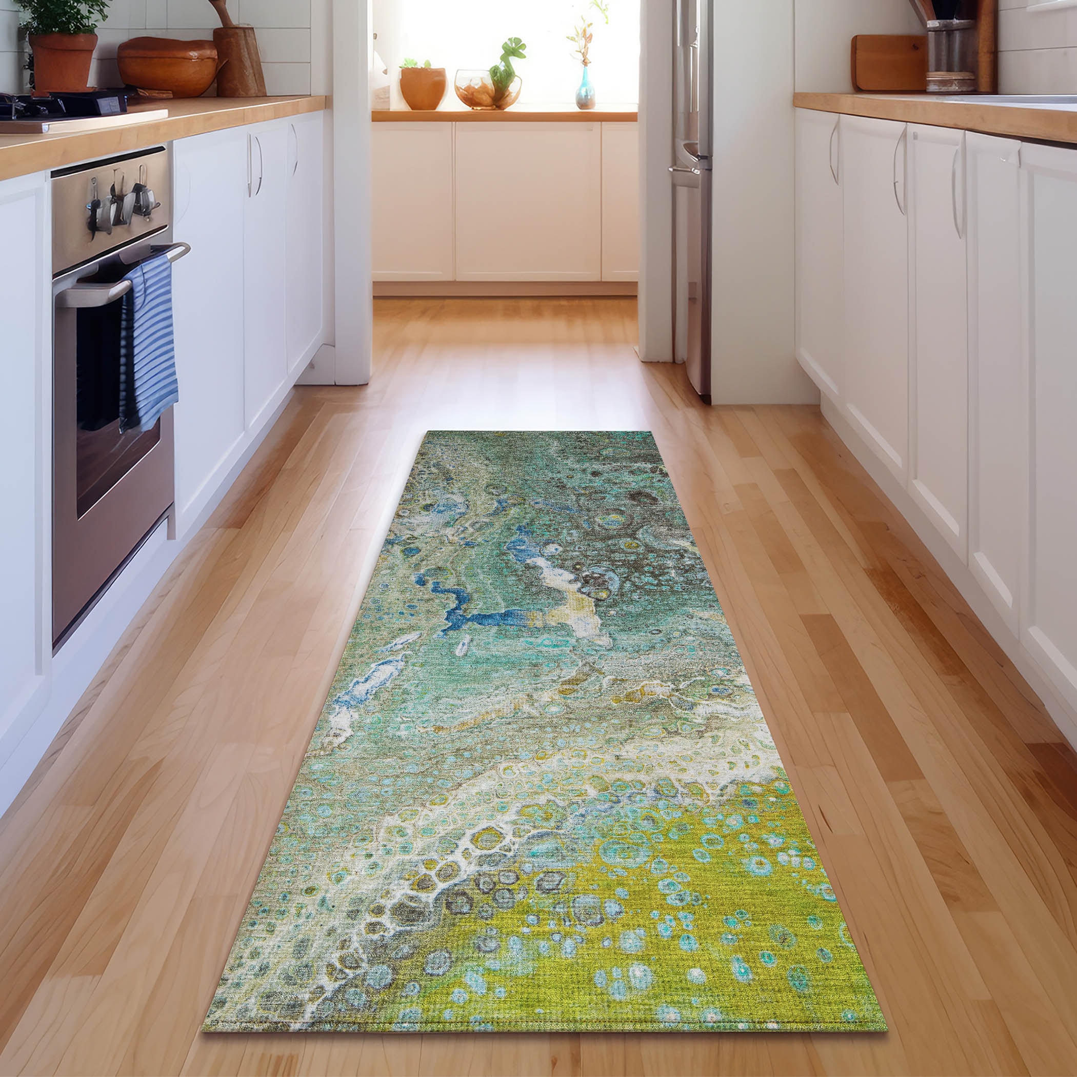 Addison Rugs AMF588TE2X8 Mayfield AMF588TE 2 x 7 (ft) Loomed Polyester Teal Rectangular Indoor Geometric Machine washable Area rug