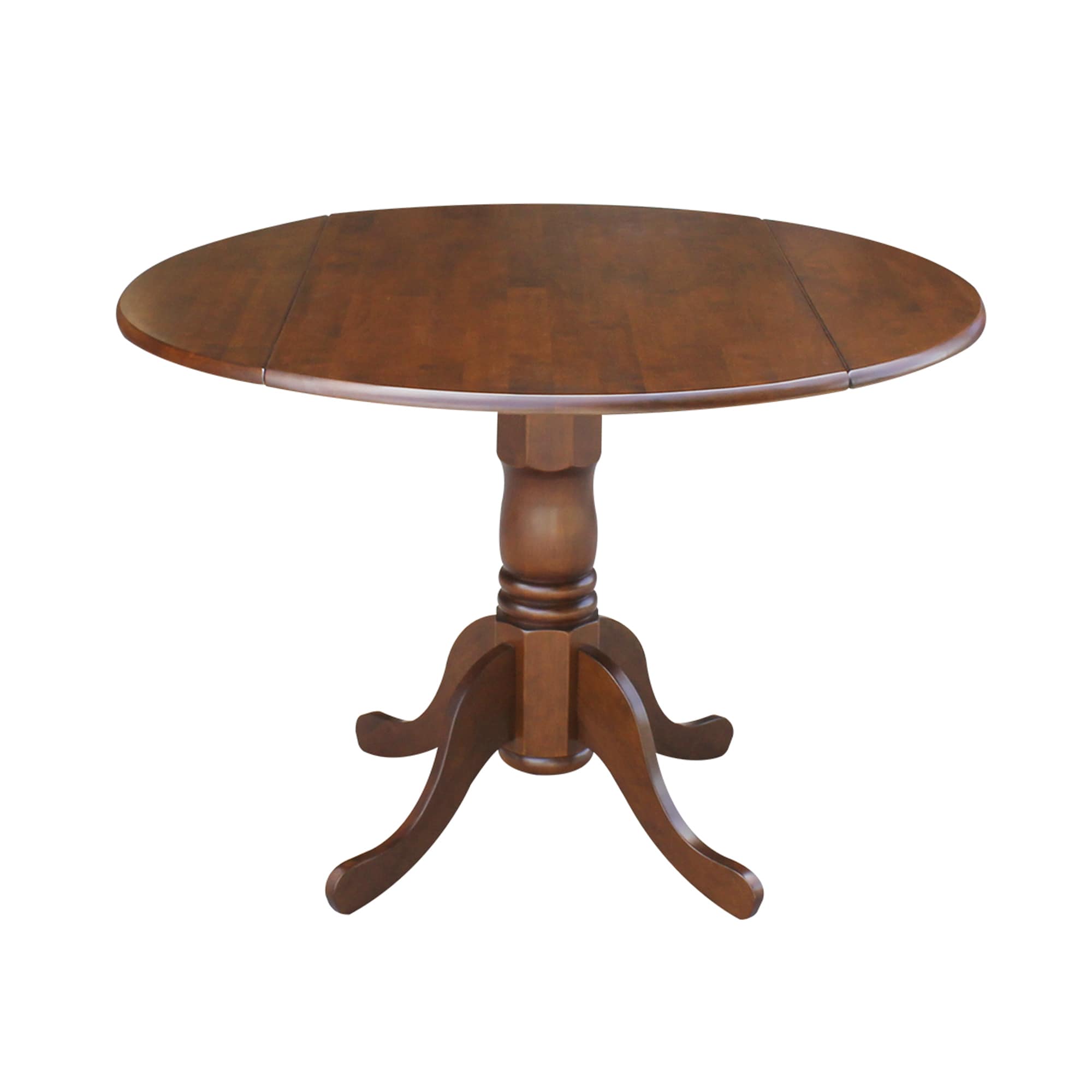 International Concepts T581-42DP Espresso Round Traditional Extending Drop leaf Dining Table, Wood with Espresso Wood Pedestal Base 42-in L x 29.5-in H