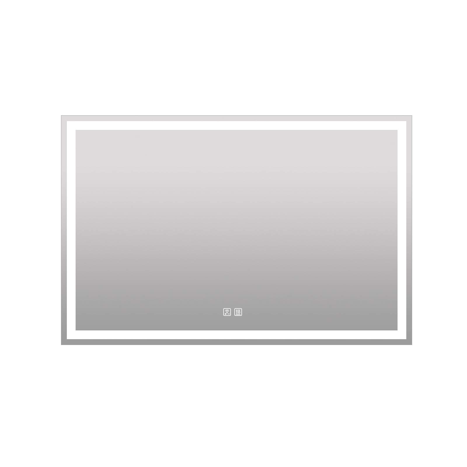 FurniFusion MA025536TD-OL 55-in x 36-in Polished Frameless Rectangle Dimmable LED Lighted Fog Free Bathroom Vanity Mirror ( Silver )