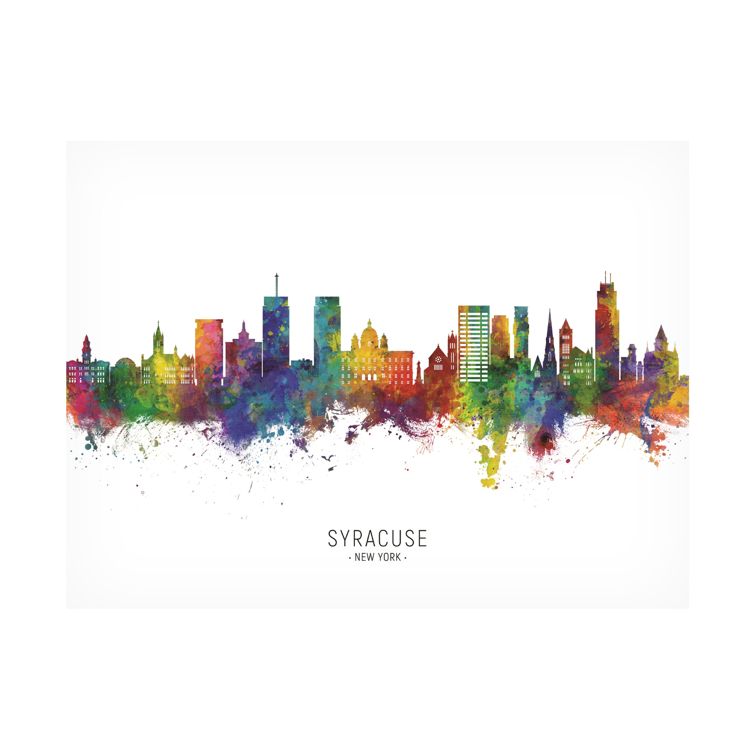 Trademark Fine Art Michael Tompsett Syracuse New York Skyline Named Canvas Art - 18x24