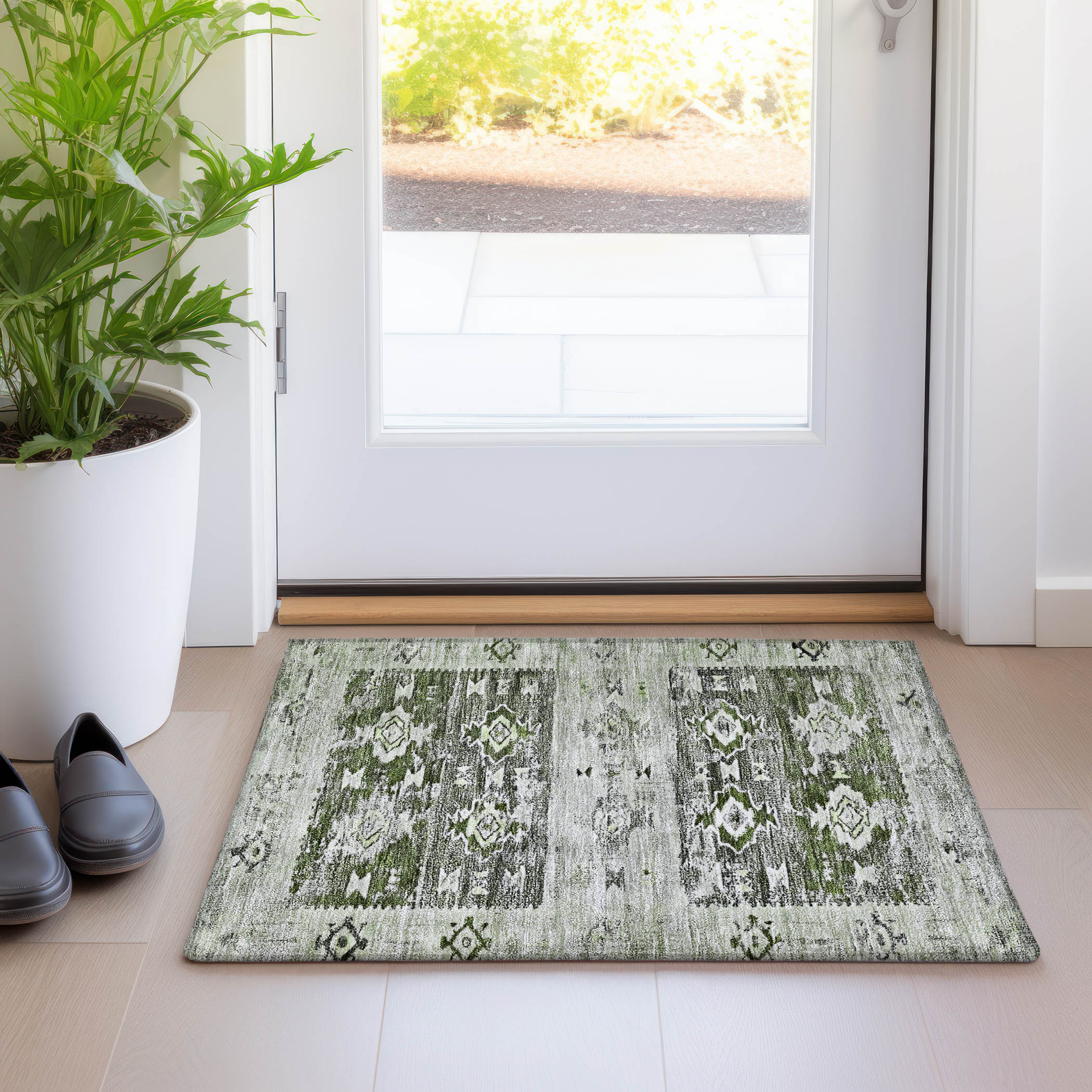 Addison Rugs ACN1662OL20X30 Chantille ACN1662OL 1 x 2 (ft) Loomed Polyester Olive Rectangular Indoor/Outdoor Machine washable Area rug