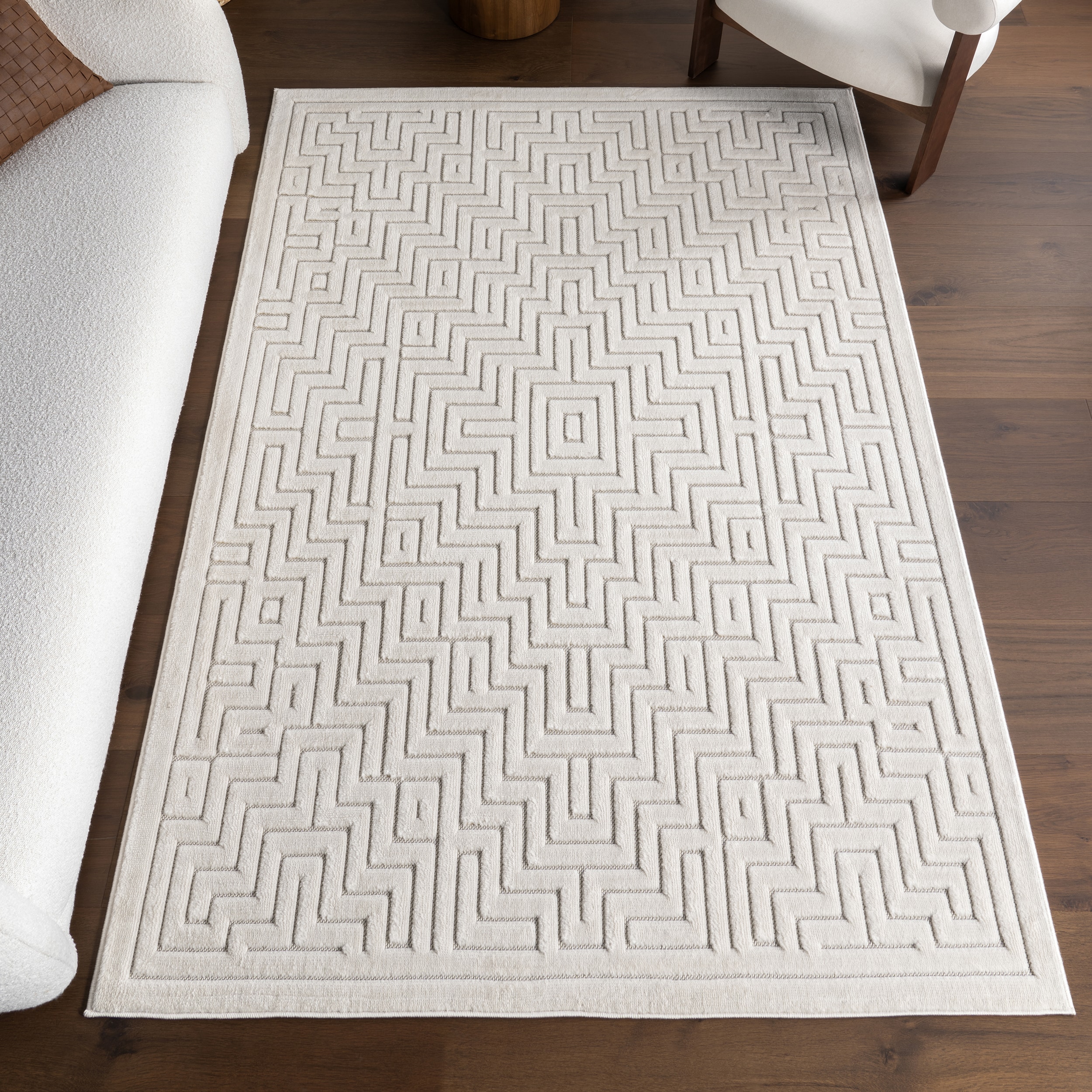 nuLOOM Zinnia Geometric Indoor/Outdoor 2ft. 6in. x 8ft. Cream Area Rug ...