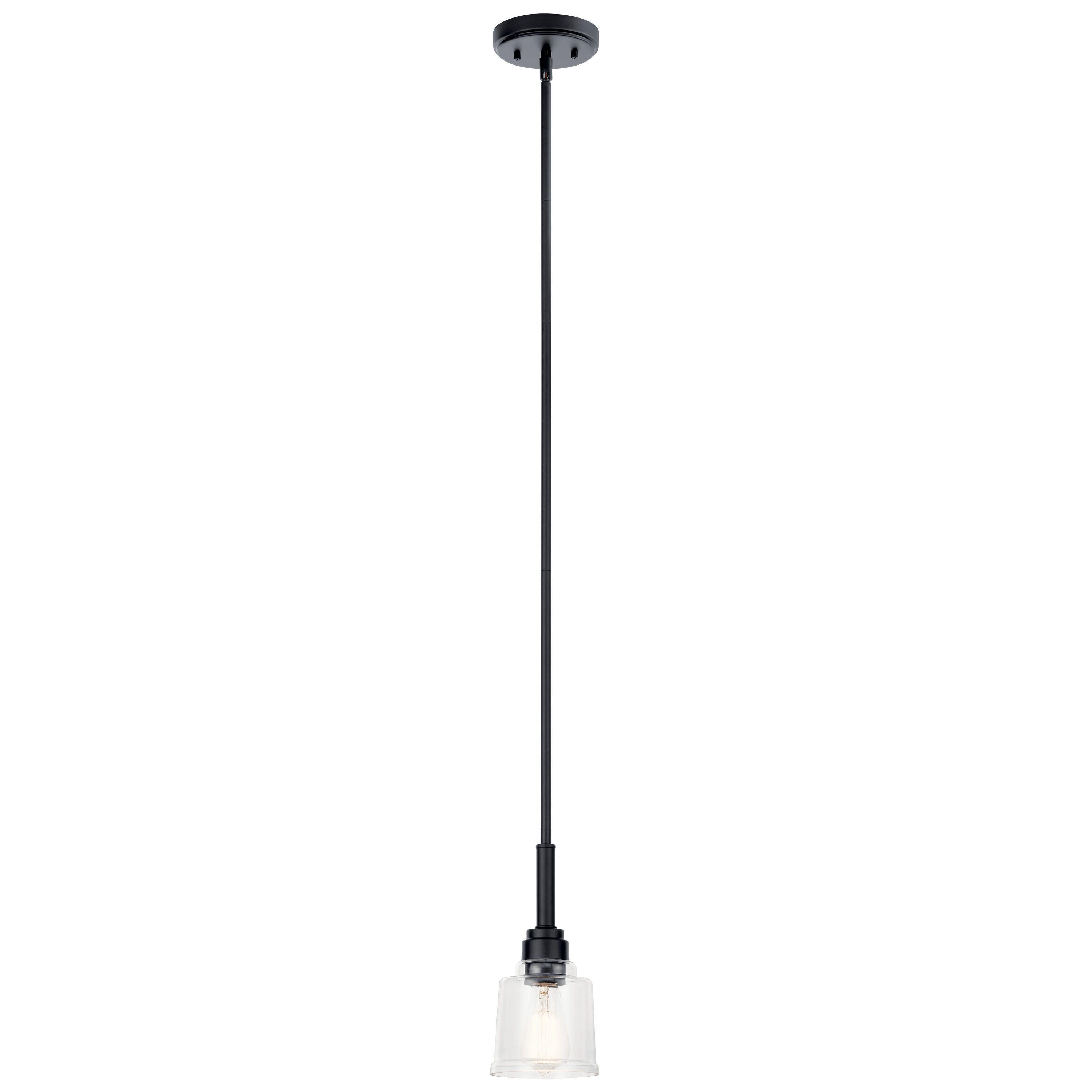 Kichler 52399BK Aivian 1 -Light Black Vintage Clear glass Dome Small Hanging Pendant light