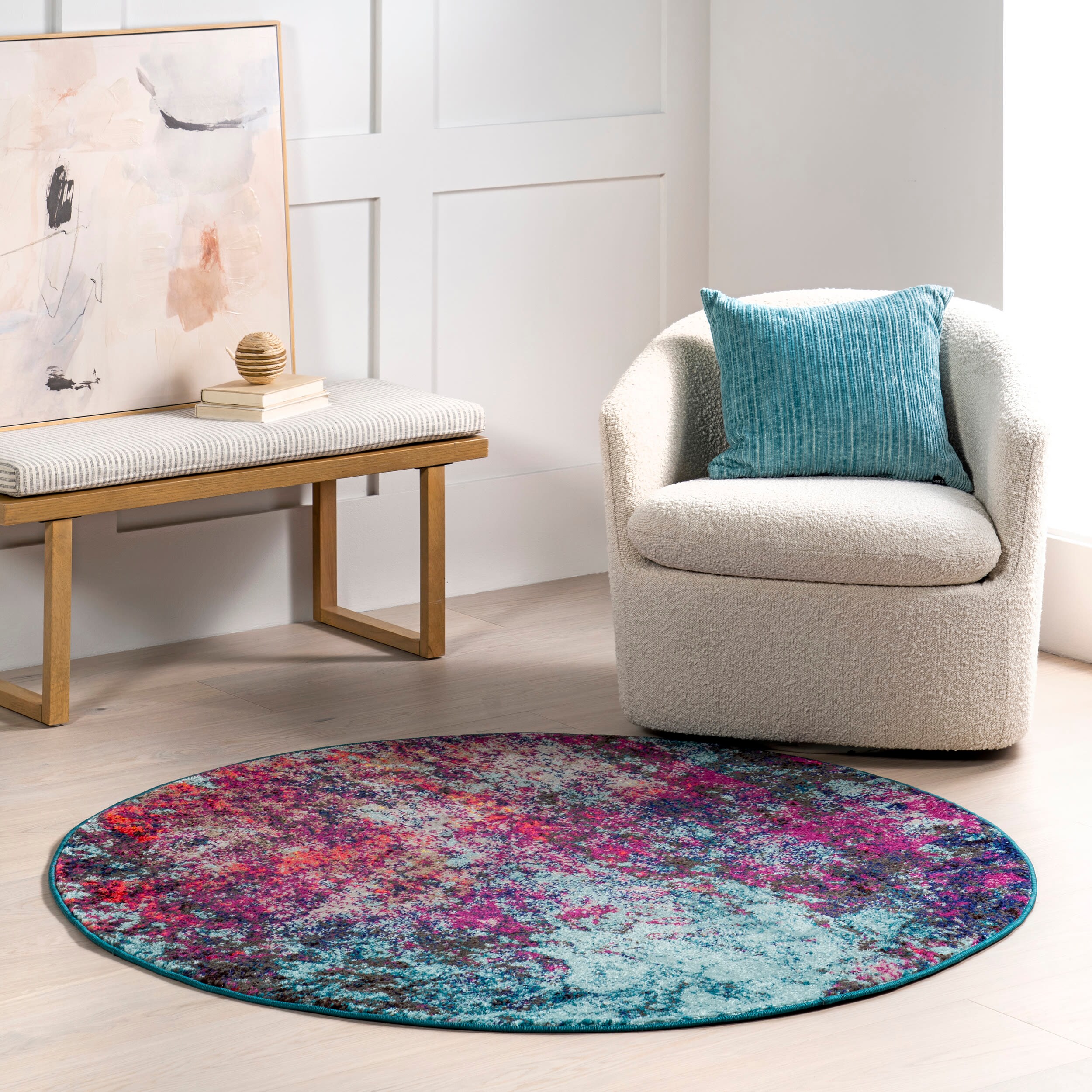 nuLOOM ECCR20A-R505 5 x 5 (ft) Loomed Polypropylene Multi Round Indoor Abstract Area rug