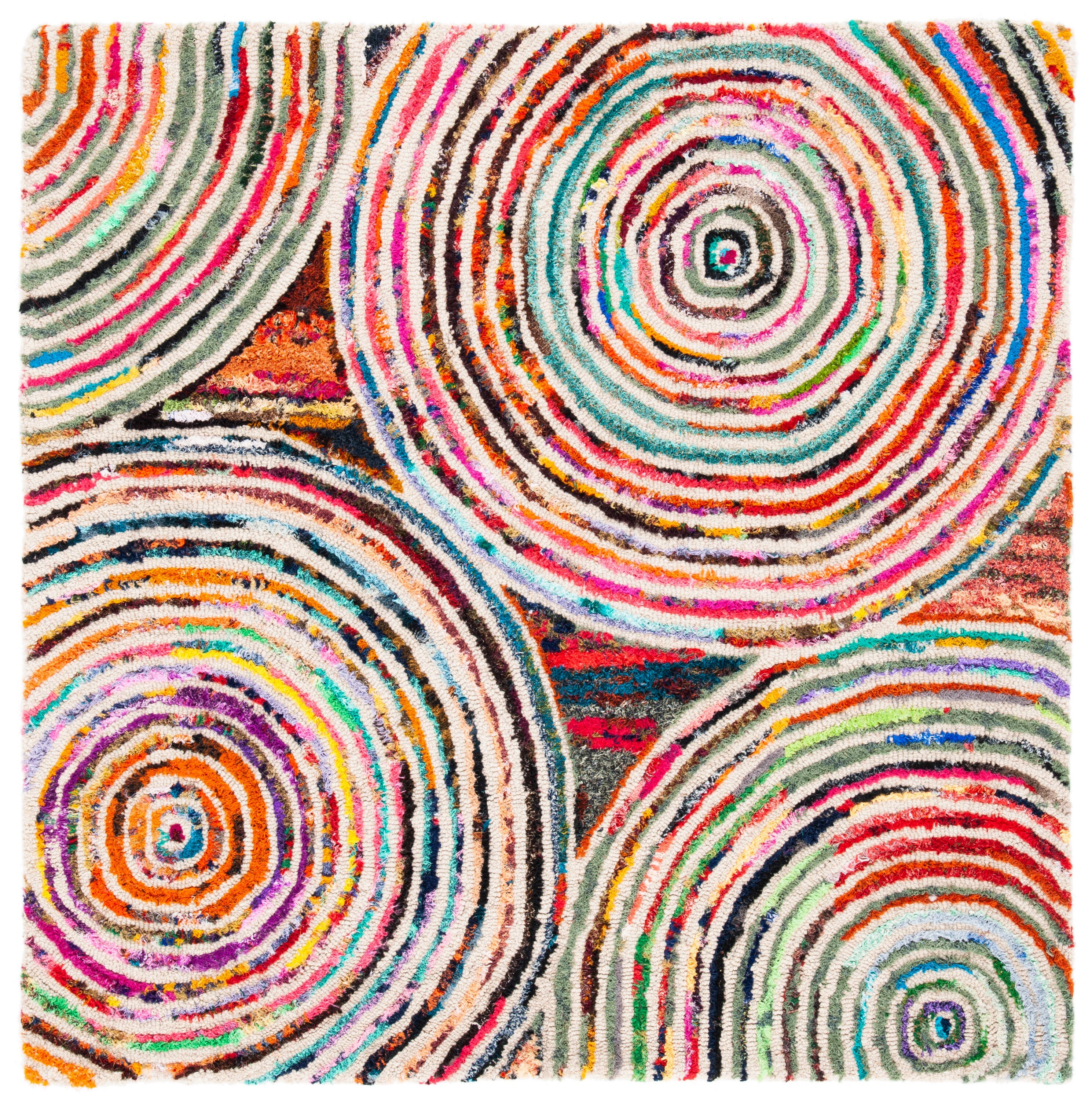 Nantucket 4' x 4' Multicolor Hand-Tufted Wool Square Rug