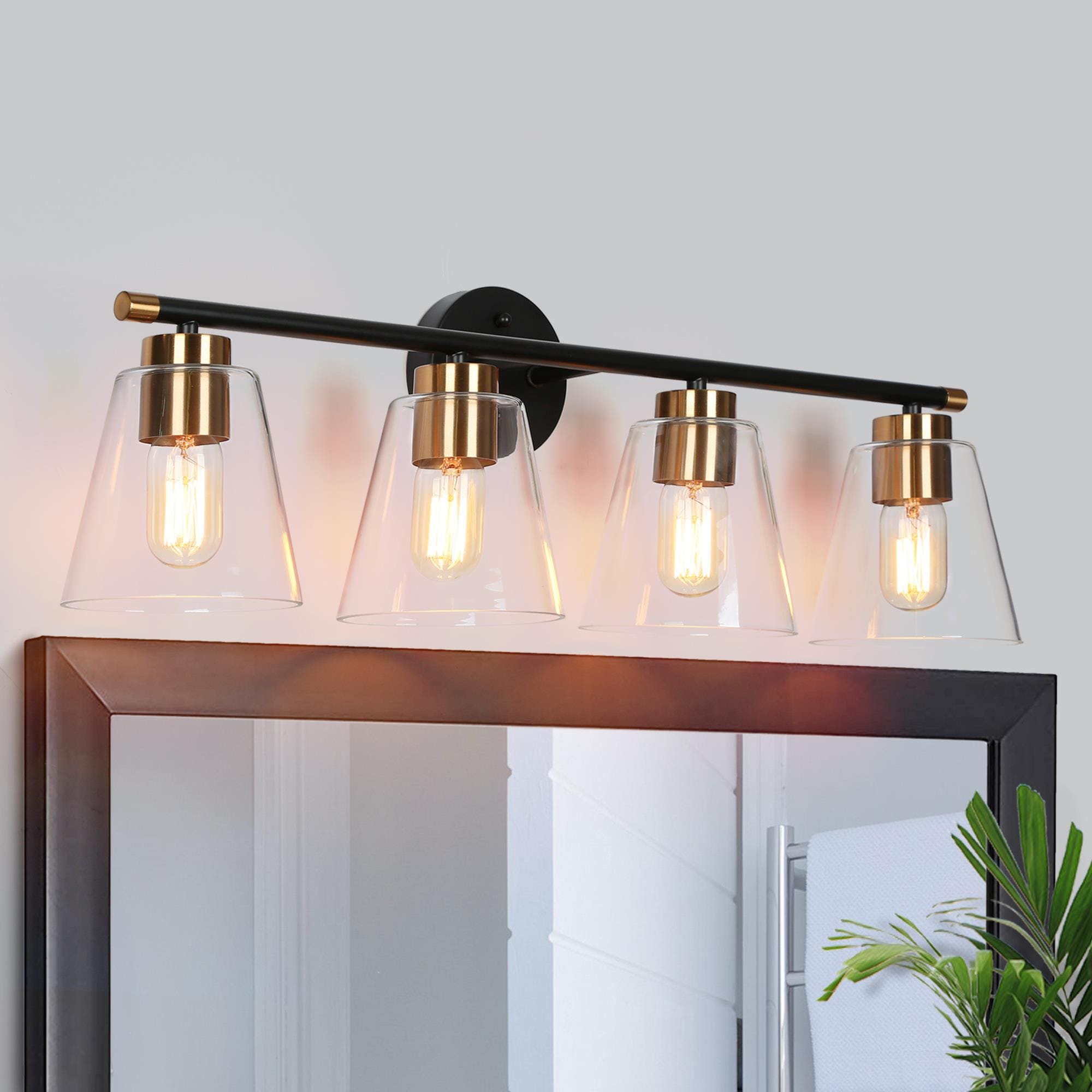 Uolfin 6NBQBAUO4493O7 30-in 4 -Light Matte Black Transitional Vanity light