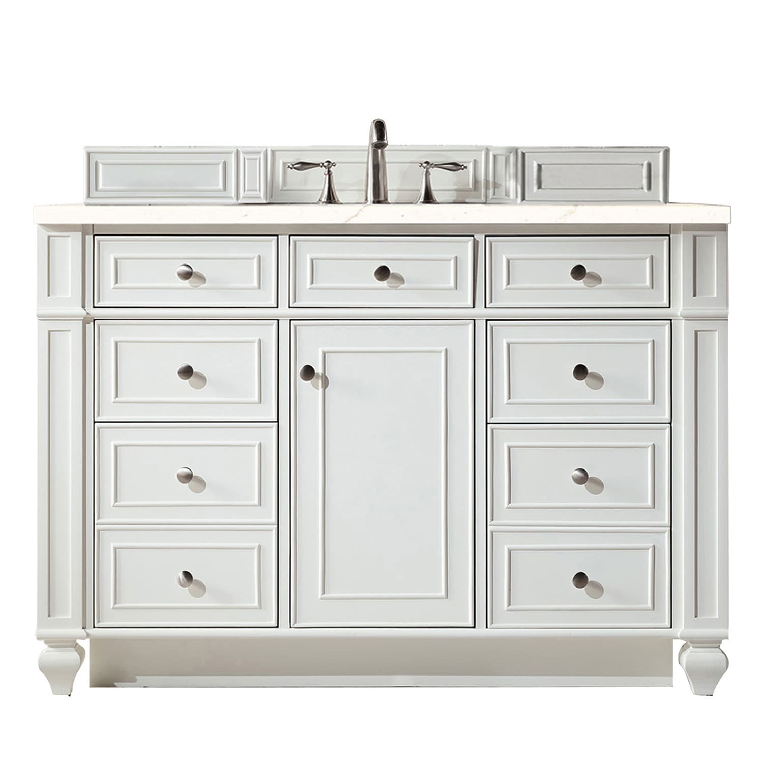 James Martin Vanities 157-V48-BW-3EMR Bristol 48-in Bright White Undermount Single sink Bathroom Vanity with Eternal Marfil Quartz Top