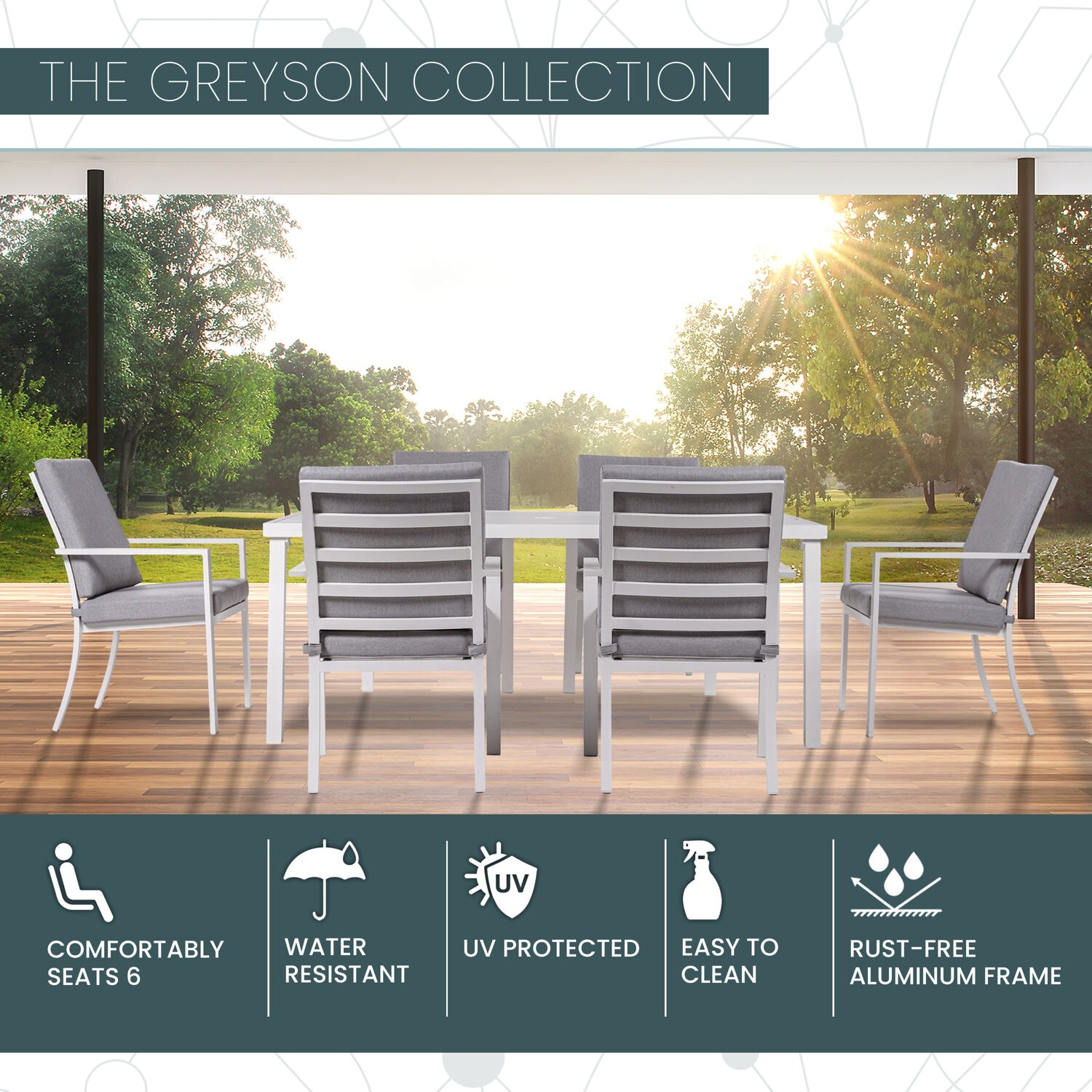Mod Furniture GRYSN7PCDN-GRY Patio-Dining-Sets - View #2
