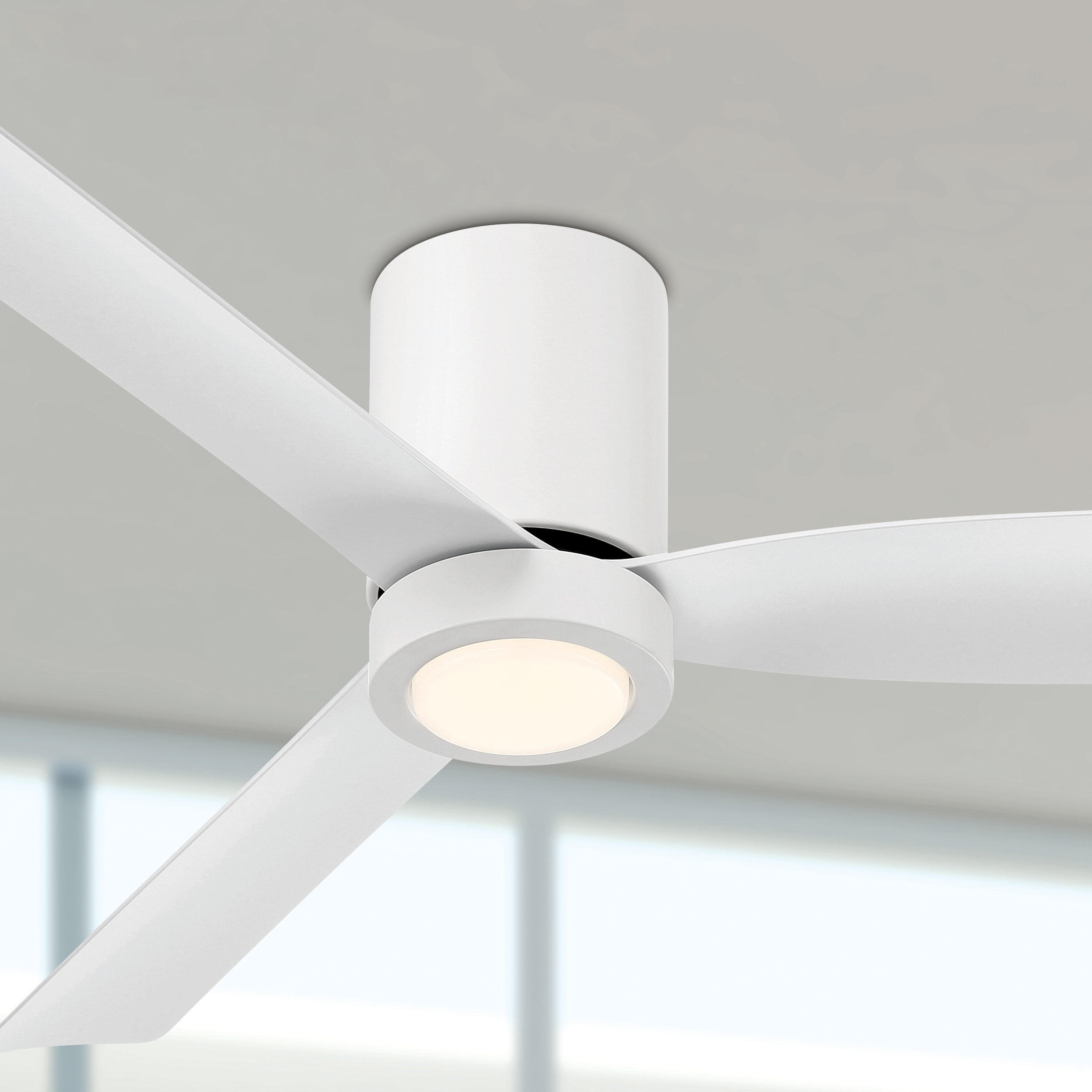 Arranmore Lighting & Fans AR-3002WH-52LK CORMAC 52-in Outdoor Flush Mount Matte White with Matte White Blades Ceiling Fan With Light - Remote Included ( 3 -Blade )