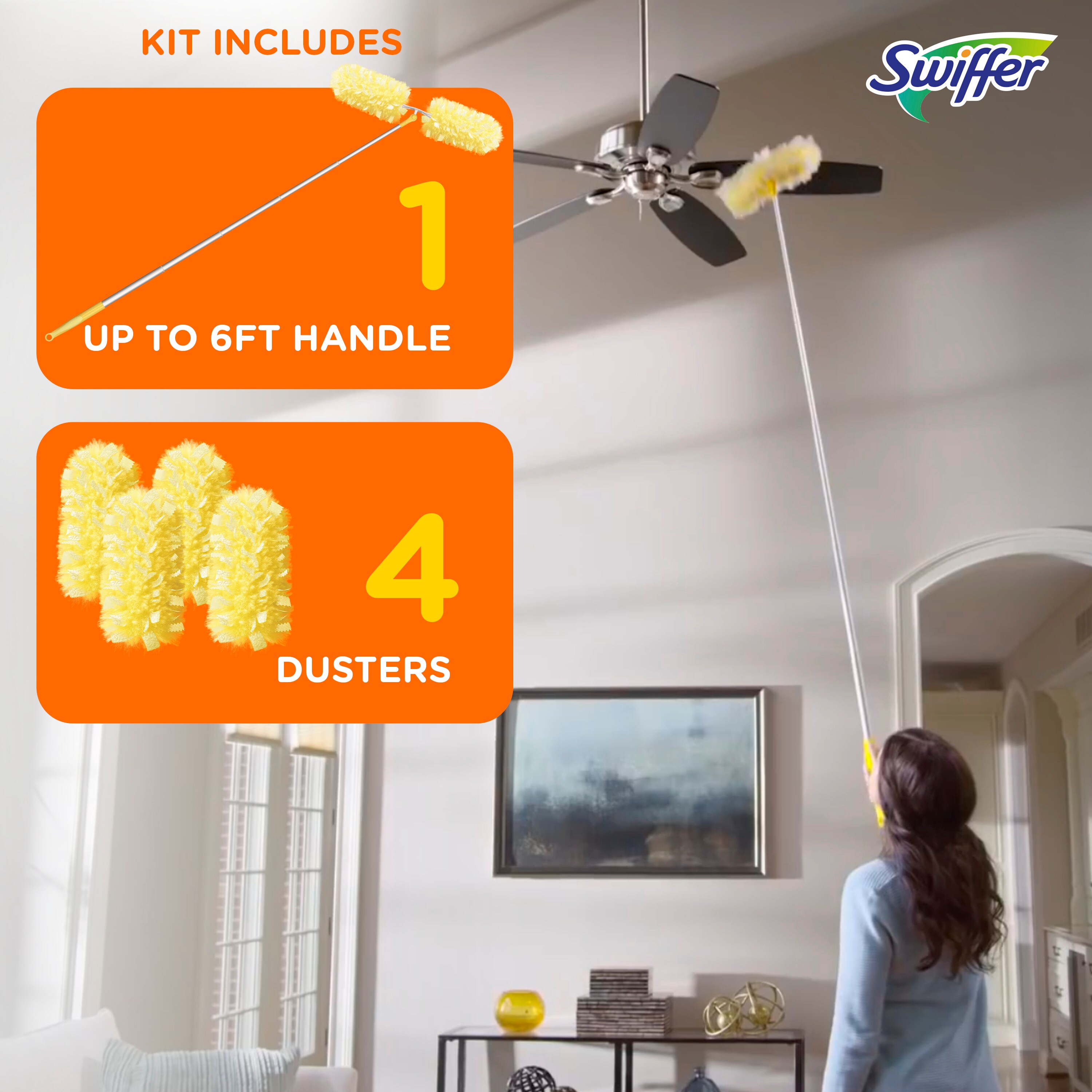 Swiffer Heavy Duty 6ft Extendable Yellow Microfiber Duster Kit