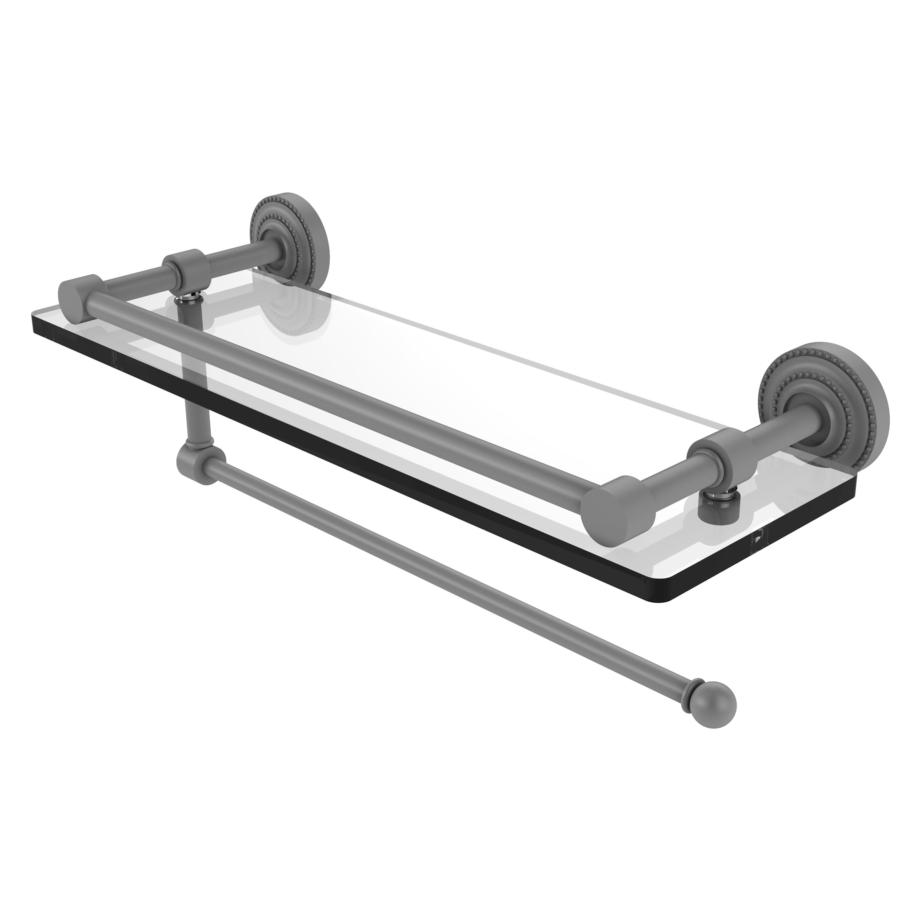 Allied Brass DT-1PT/16-GAL-GYM Dottingham Matte Gray Wall mount Bathroom Shelf ( 16-in x 5-in x 5-in )