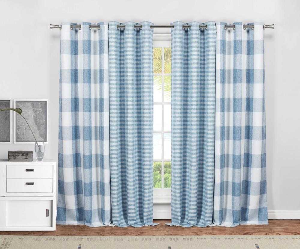 Duck River Textile COQBL=6 /12570 84-in Blue Blackout Standard Lined Grommet Curtain Panel Pair