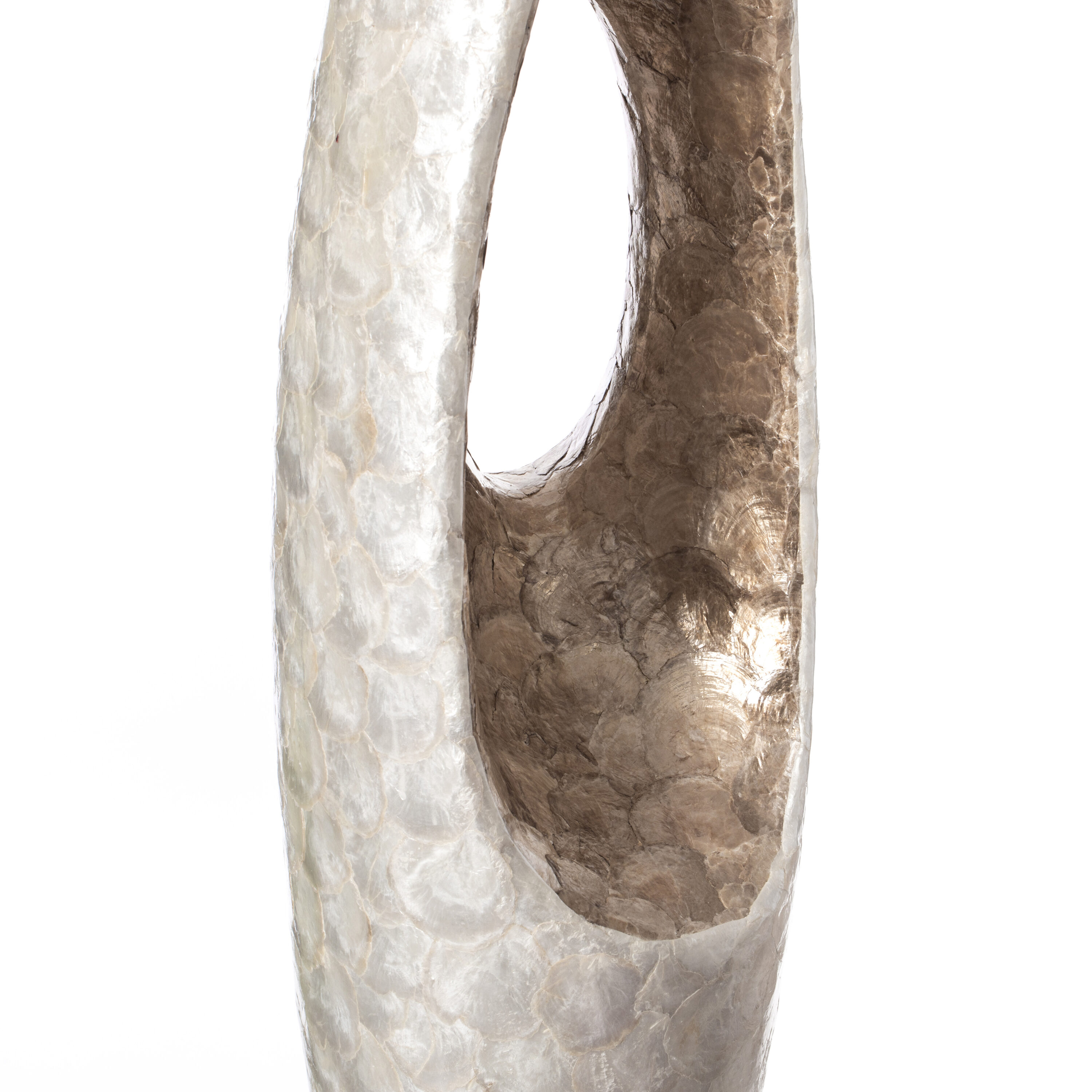 Elegant White and Gold 43" Decorative Floor Vase in Fiberglass