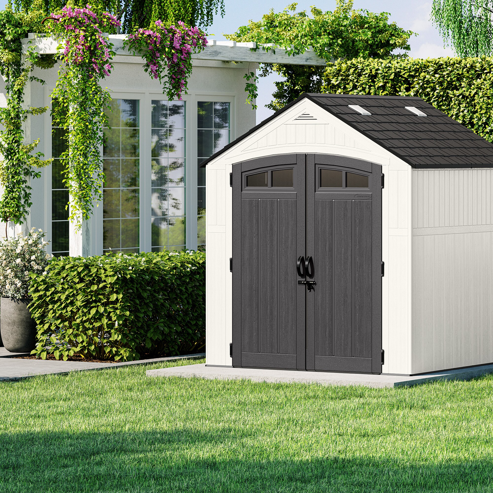 Ridgeland 7' x 7' All-Weather Resin Storage Shed with Lockable Doors