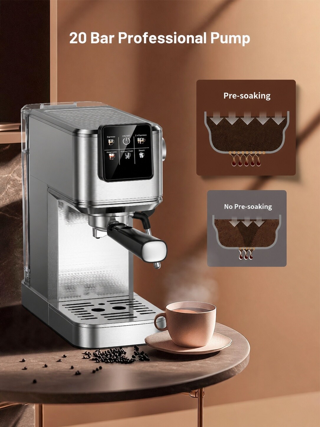 Aoibox 20 Bar Espresso Machine Hot and Cold Brew Coffee Maker with