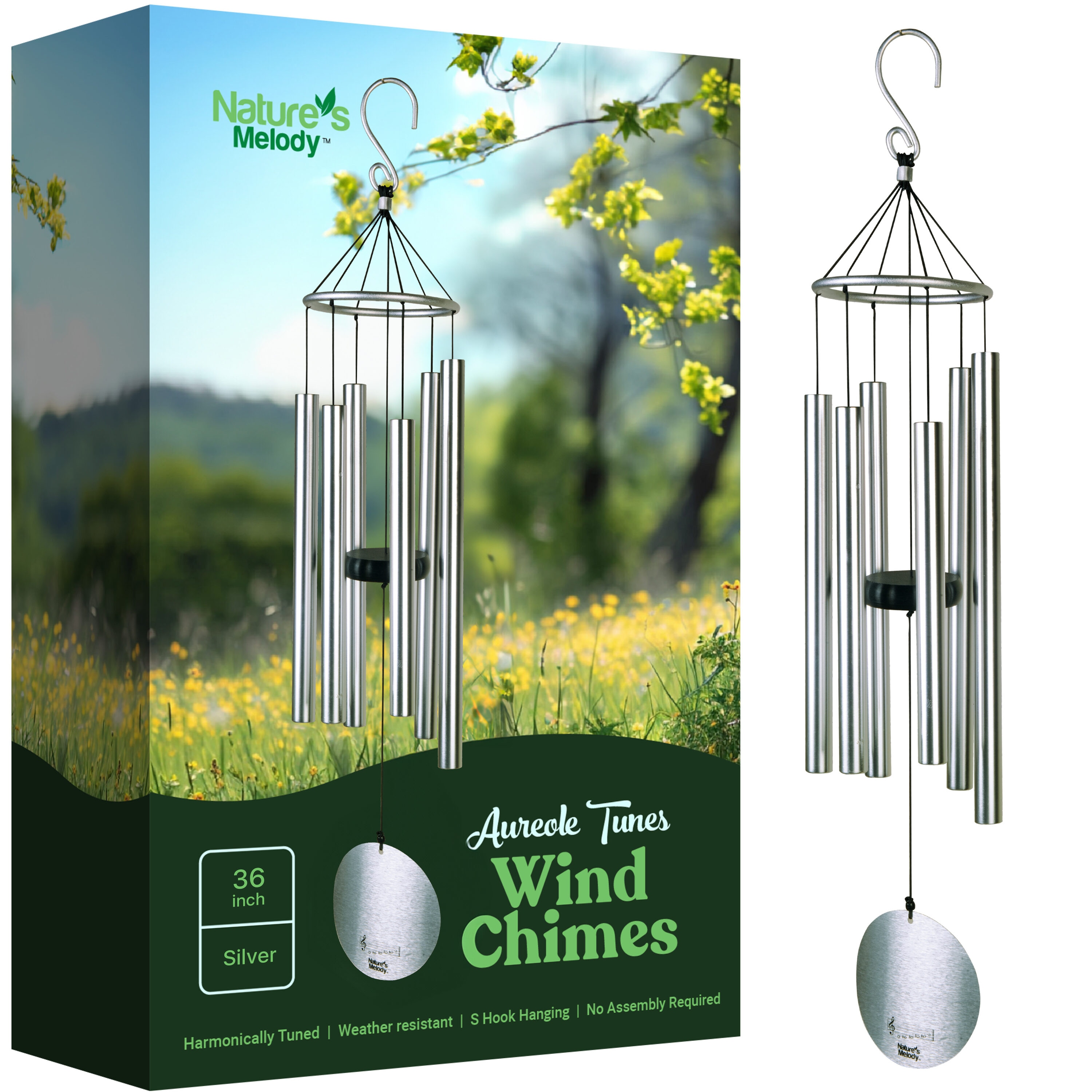 Nature's Melody NTM-AT36SV Silver Metal Casual Decor set