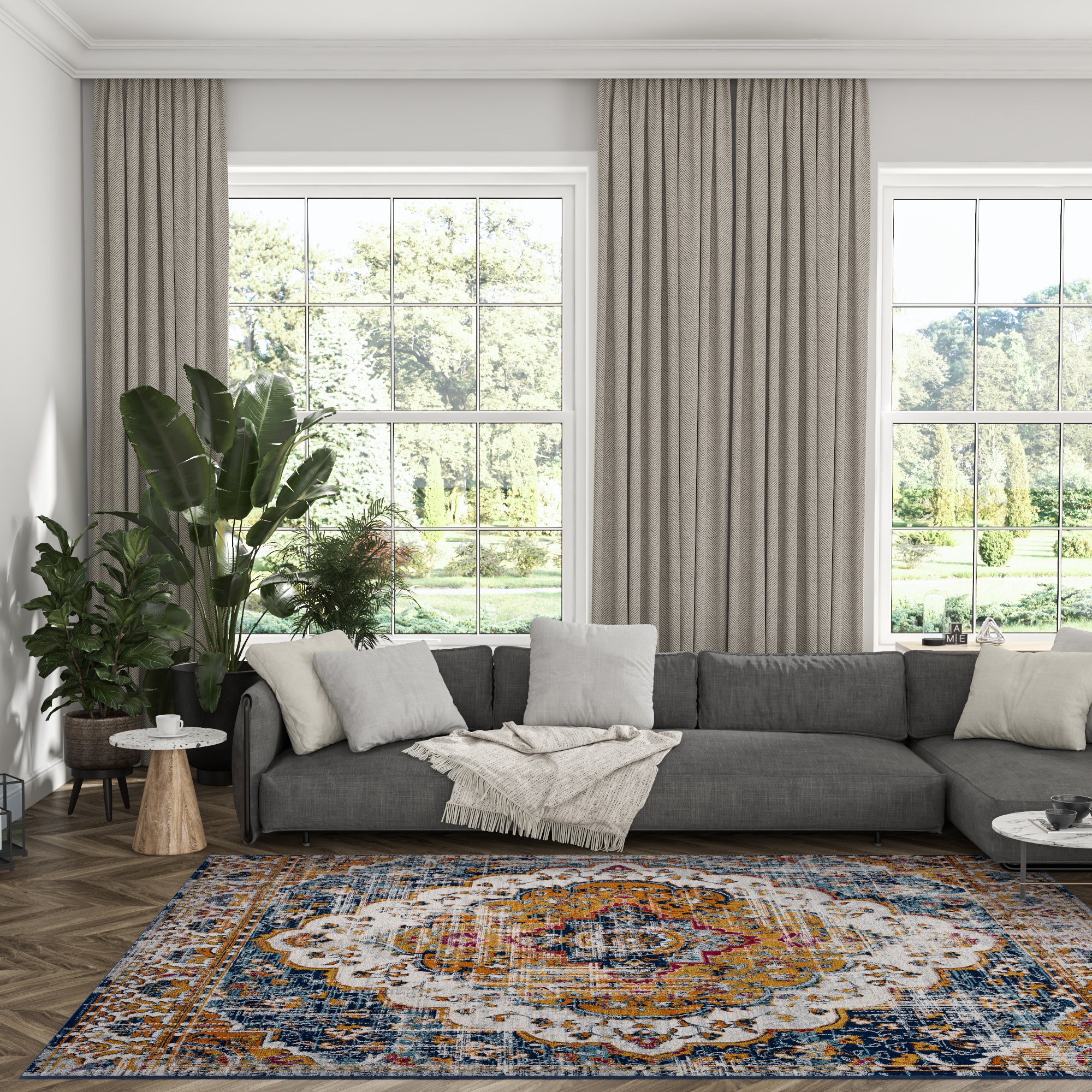 Tayse DIA1304 5X8 Diamond 5 x 8 (ft) Loomed Polypropylene Yellow/Blue Rectangular Indoor Medallion Area rug