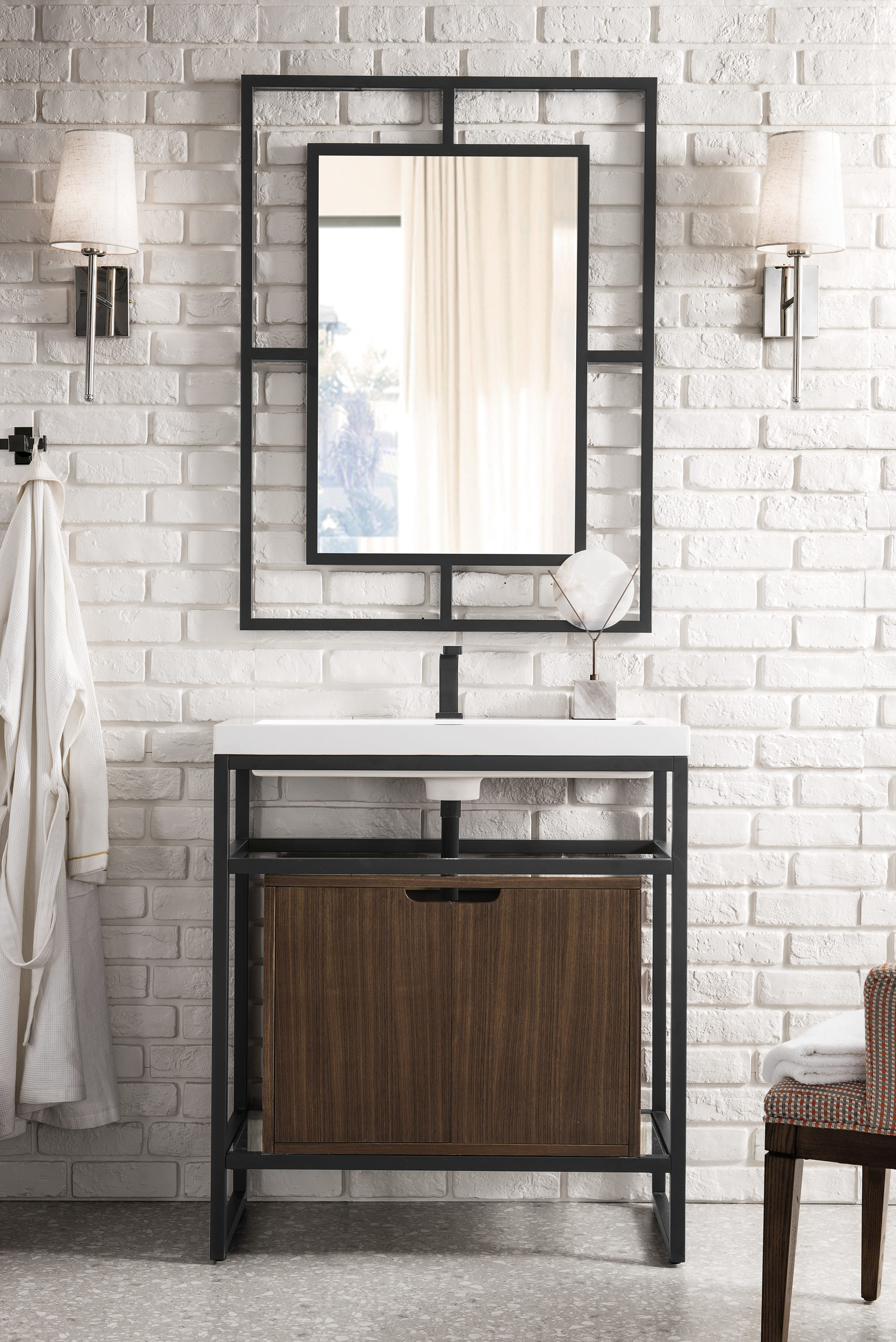 Boston 31.5 Stainless Steel Sink Console Single Bathroom Vanity