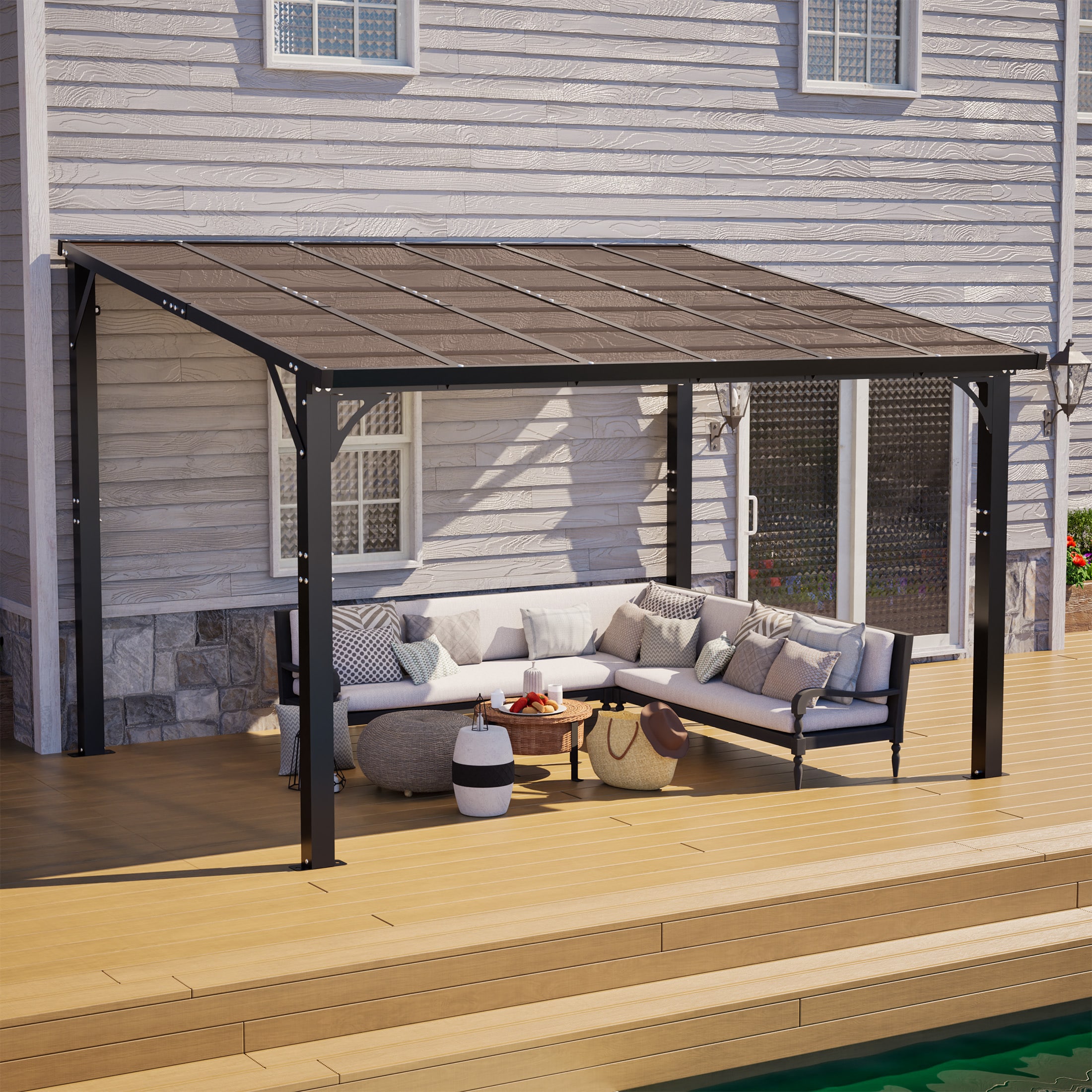AAZJ - Hardtop Gazebo 12-ft x 10-ft Hardtop Roof Aluminum Gazebo