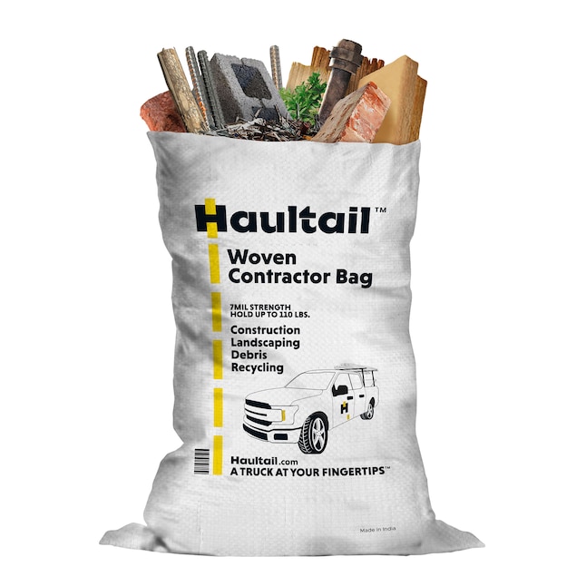Haultail 42-Gallon Woven Contractor White Outdoor Polypropylene Construction Trash Bag - 20 ct