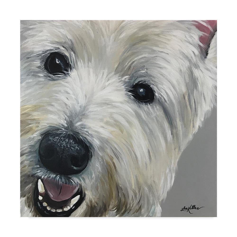 Trademark Fine Art ALI44057-C1818GG West Highland Terrier Painted Portrait Hippie Hound Studios Natural Wood 18-in H x 18-in W Animals Print on Canvas
