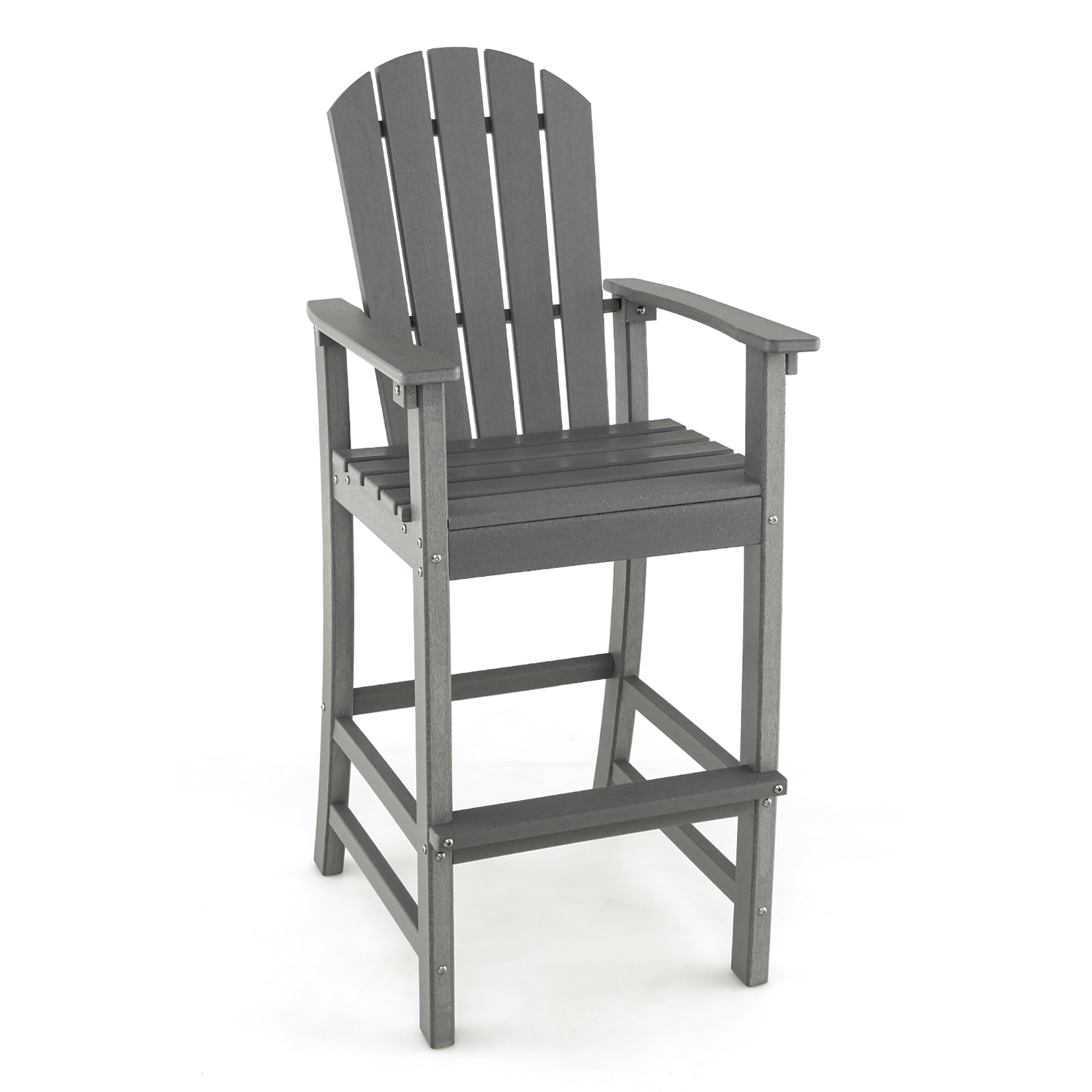 Costway LWS00091 Gray HDPE Frame Stationary Bar Stool Chair with Solid Seat