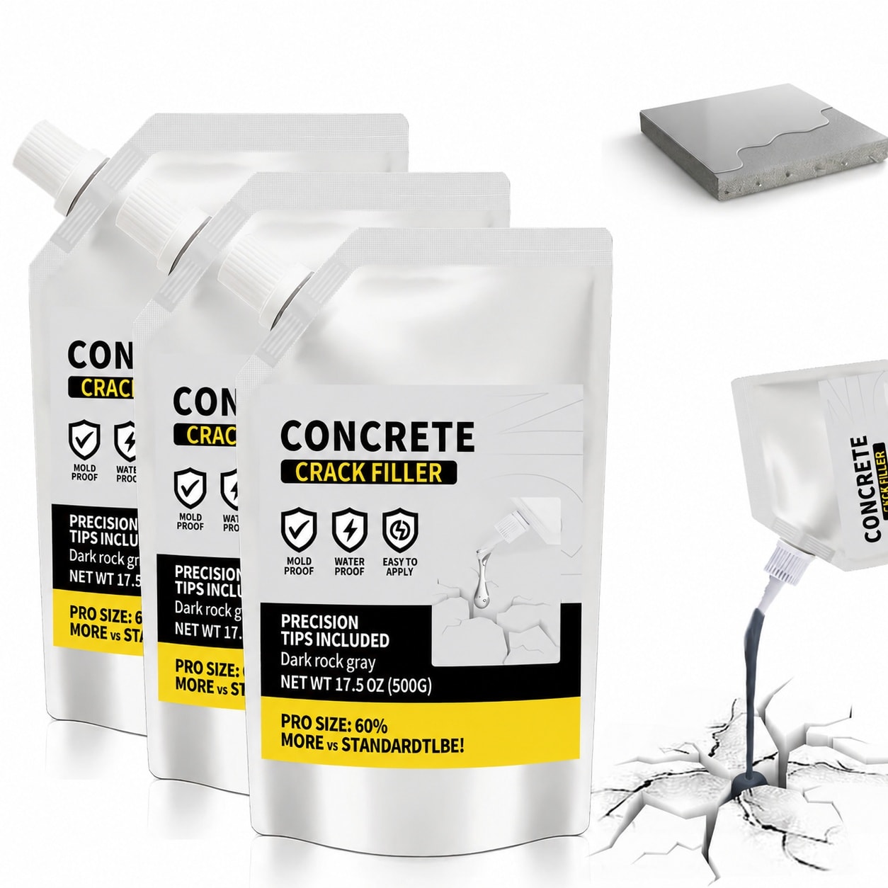 Phyfalip  Concrete Crack Filler for Driveway High Elasticity Cement Crack Filler Self Leveling Quick Drying Sealing Adhesive for Outdoor Patio