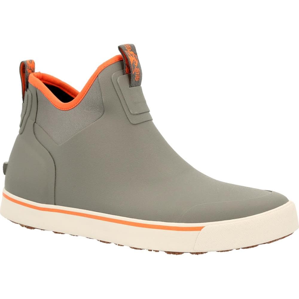 Rocky Mens Charcoal Grey Orange Waterproof Rubber Boots Size: 4.5 Medium in  the Footwear department at