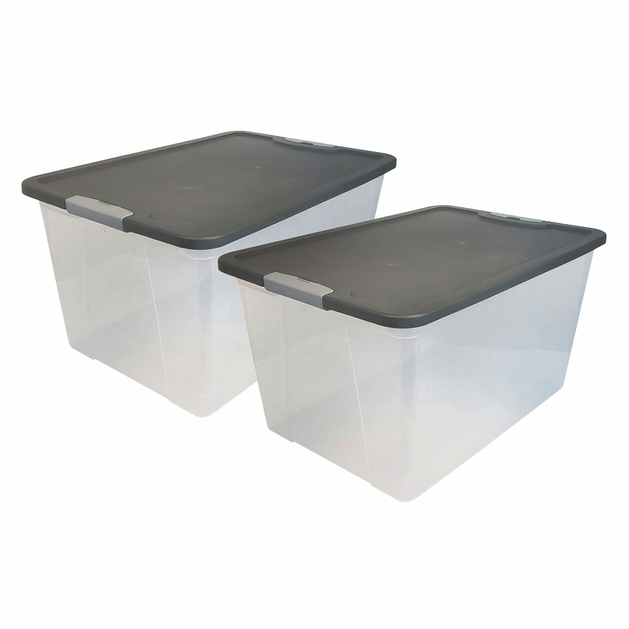 Homz Products 244753 2 -Pack ( 16.12-in W x 13.5-in H x 23.5-in D ) Gray (64 QT) Plastic Stackable Bin