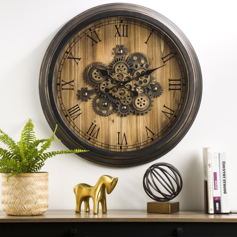 Yosemite Home Decor Gold Round Gear Clock - Industrial Style Metal
