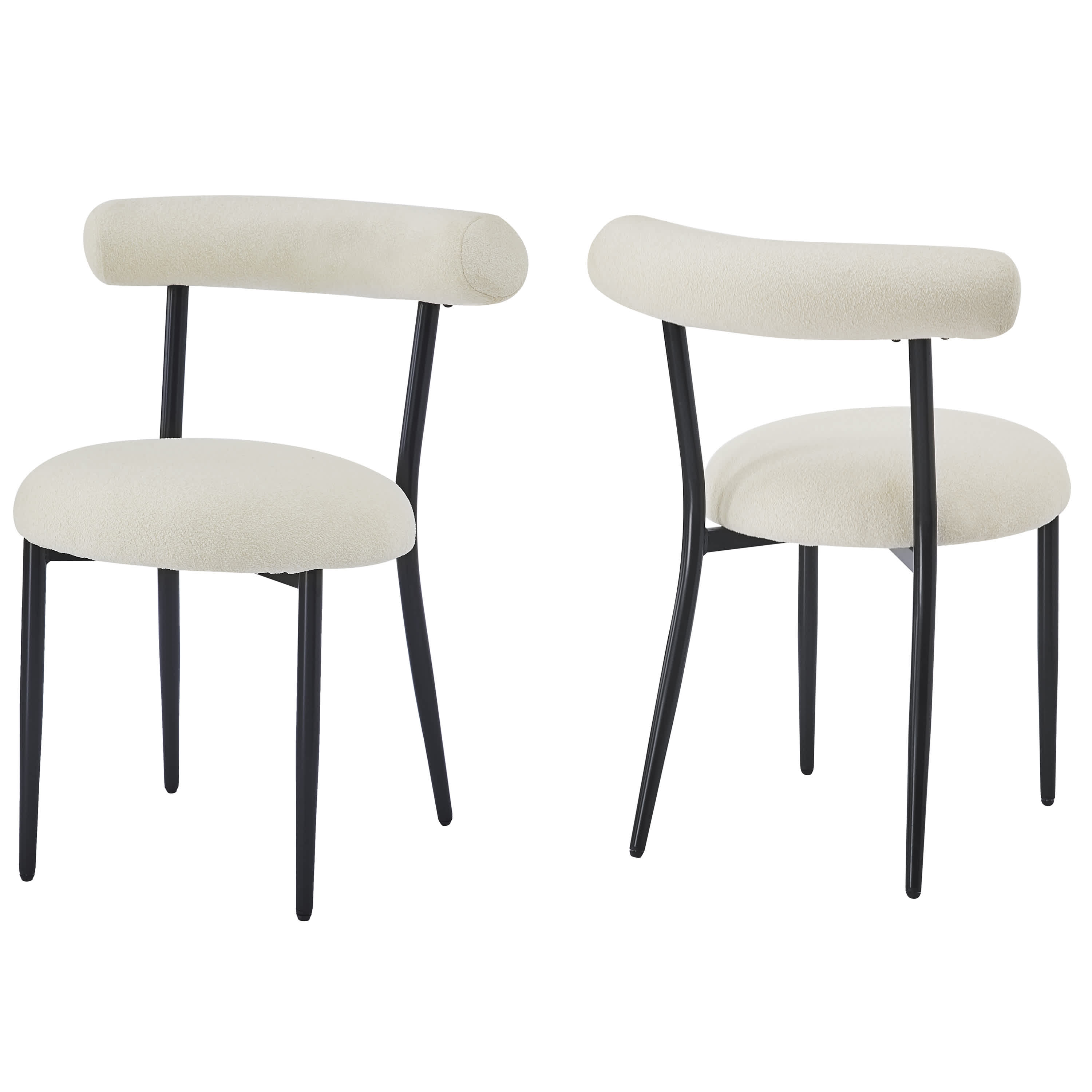 Vynxaria LEXY0140-DJCY-2WHI White Modern Metal Frame Dining Chairs Set of 2