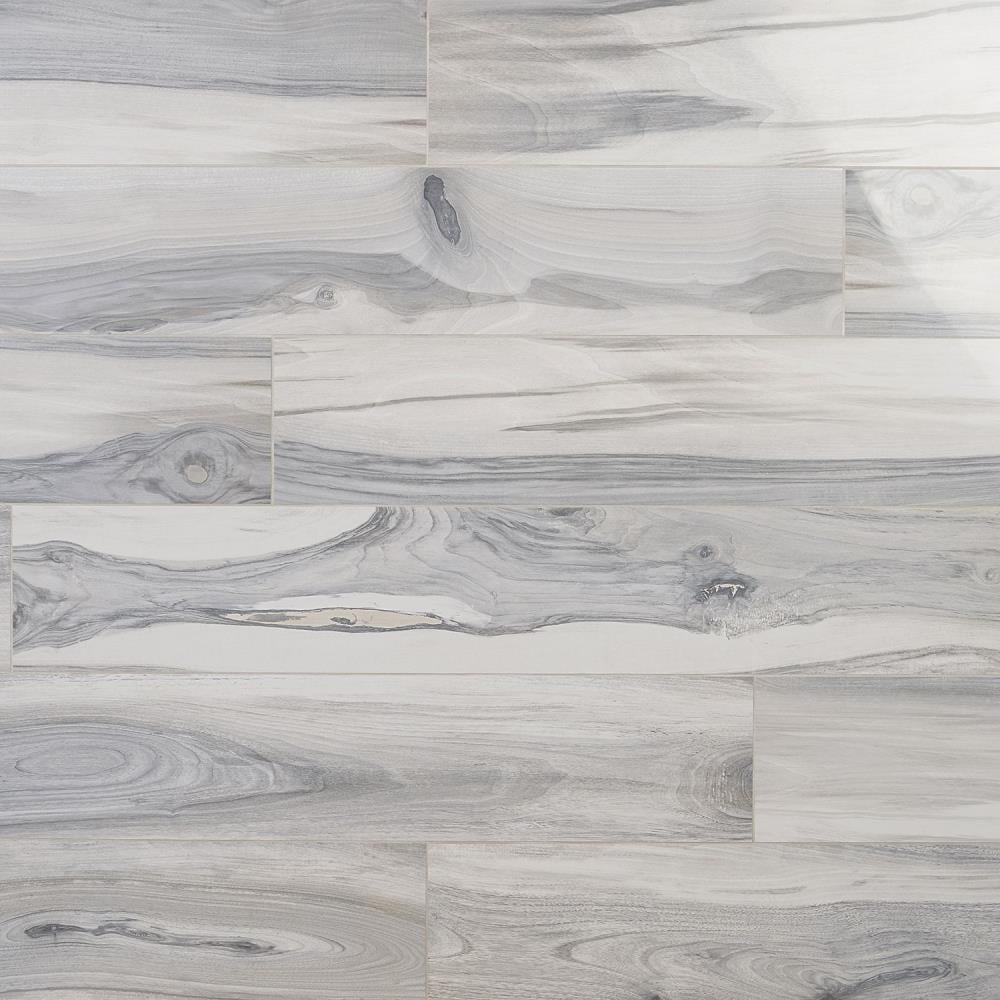 Artmore Tile EXT3RD105463 Peruvian Gray 8-in x 48-in Polished Porcelain Wood look Large format Floor and Wall Tile ( 15.49-sq ft Carton )