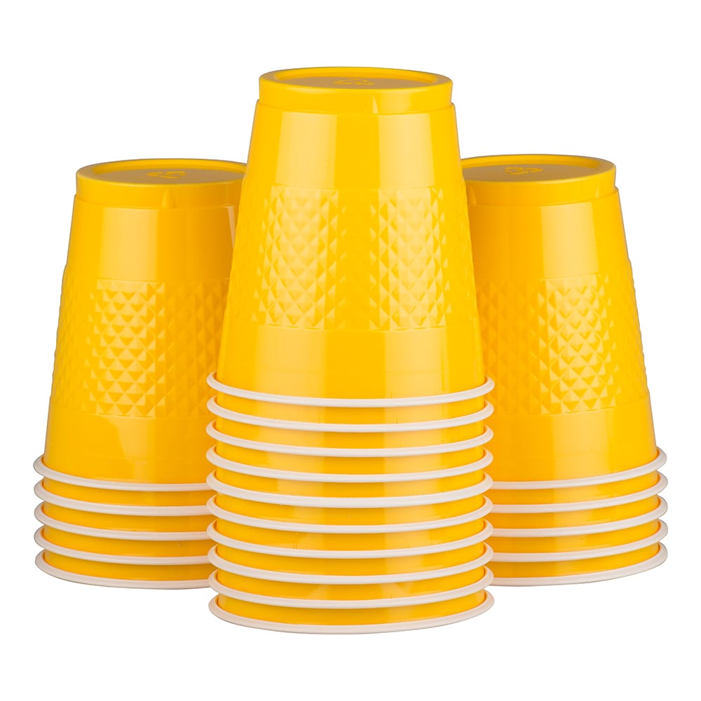 Jam Paper Plastic Cups, 16 oz, Yellow, 20/Pack