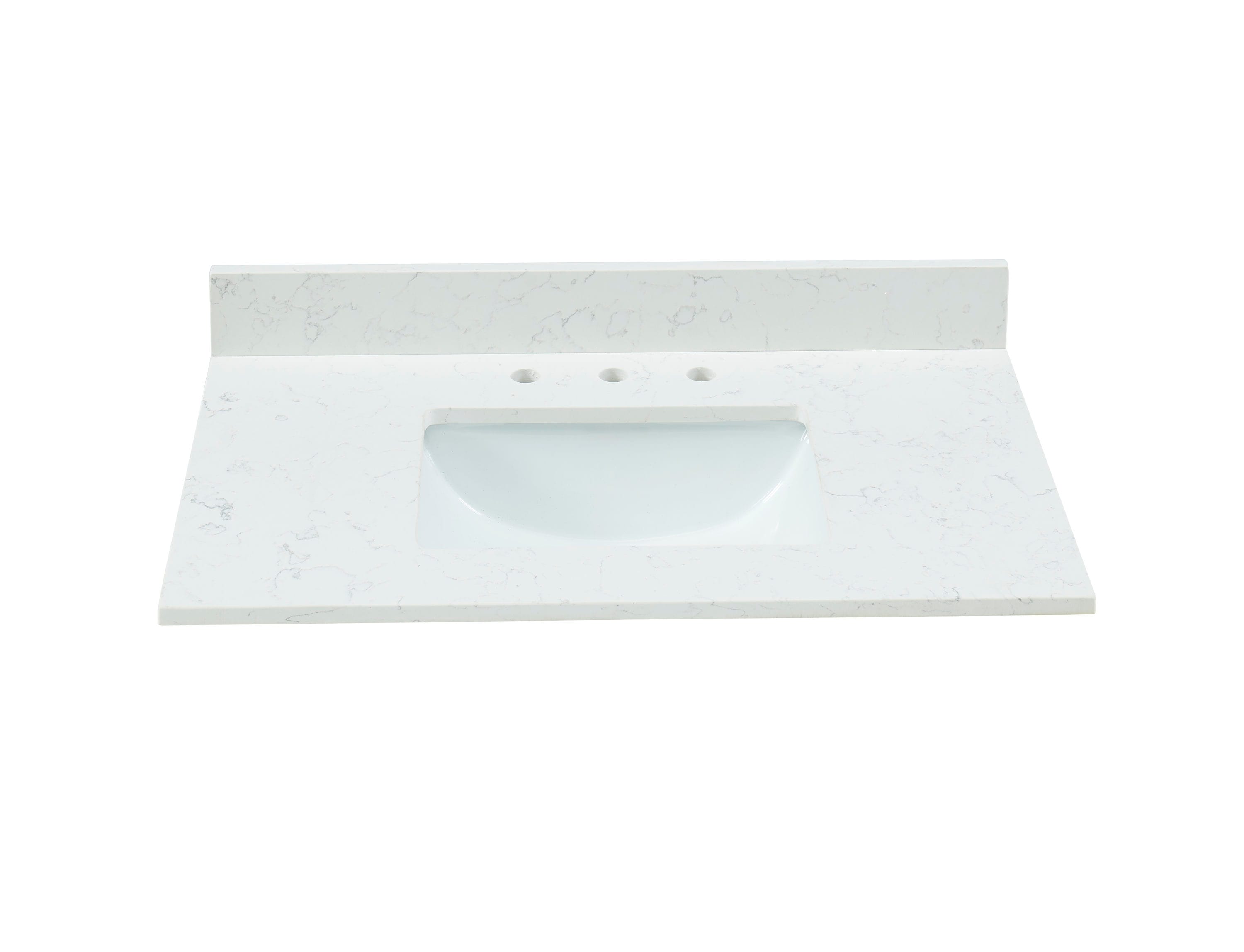 37-in Carrara White Quartz Undermount Single Sink Bathroom Vanity Top | - Bestview 261073