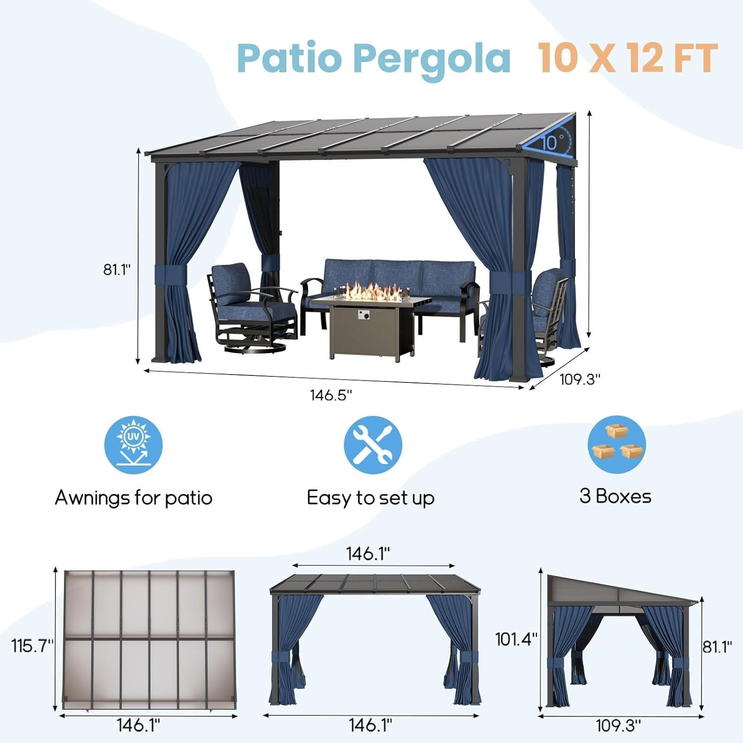 ALAULM LS-1012WMGB-NAVY Wood-Resin-Gazebos - View #7