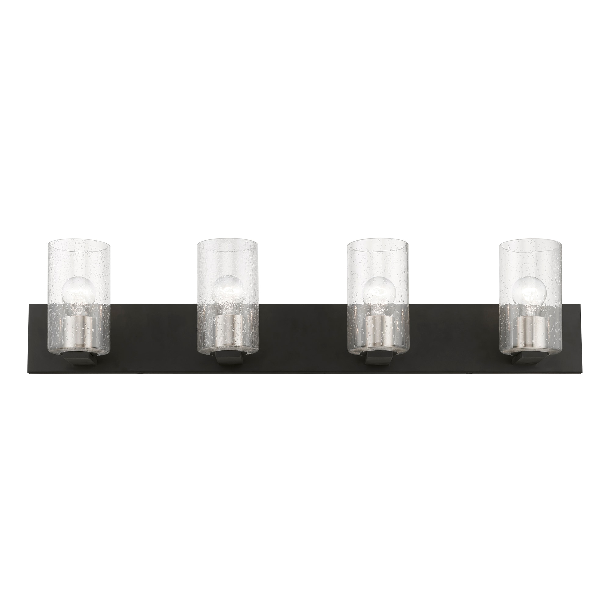 Zurich Black and Brushed Nickel 4-Light Vanity with Clear Seeded Glass