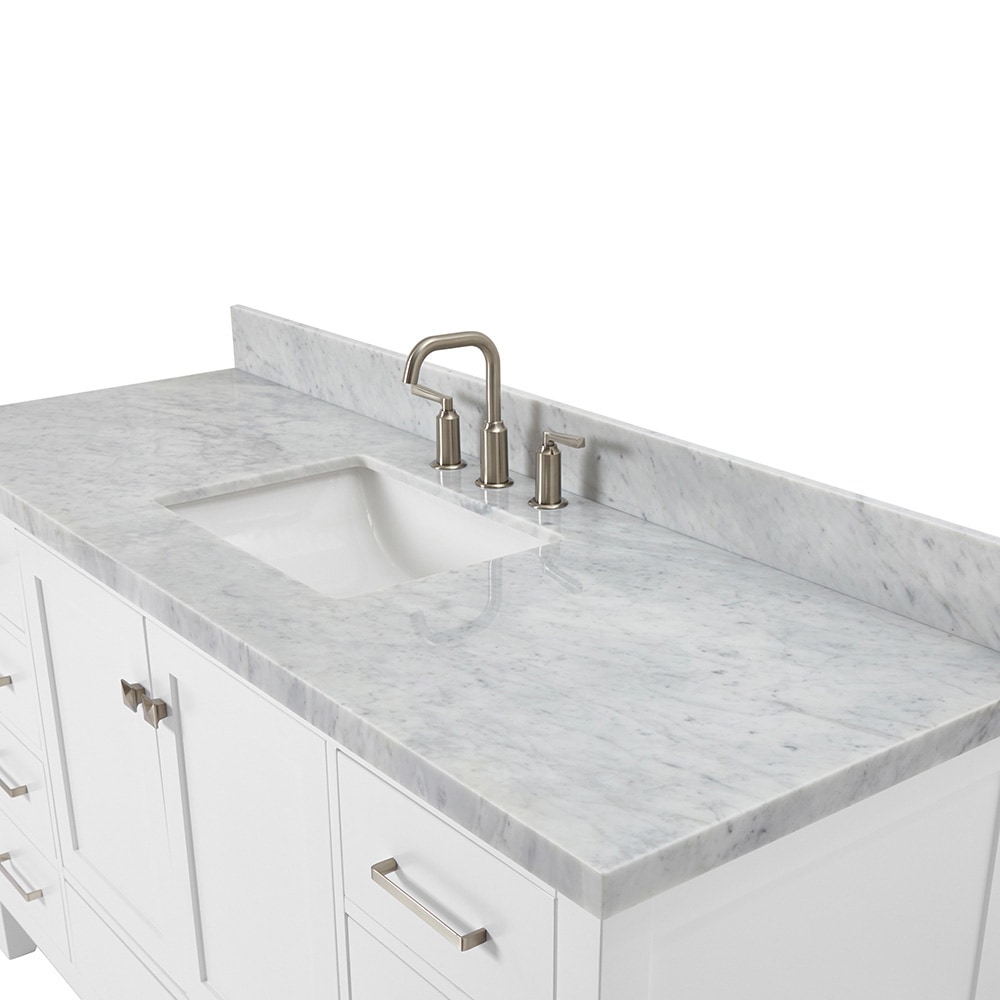 Cambridge 61" White Marble Top Single Vanity with Storage