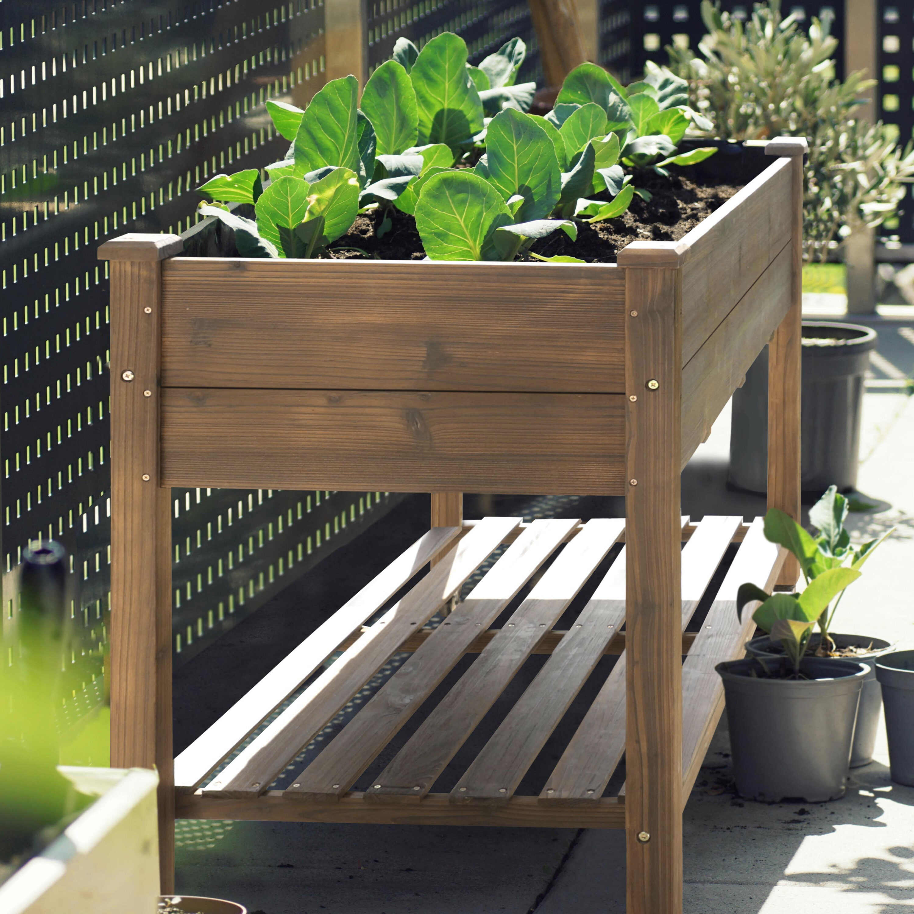 VEIKOUS PG0102-82-01GY 4.47-cu ft 24-in W x 48-in L x 32.76-in H Rustic Wood Raised Garden Bed