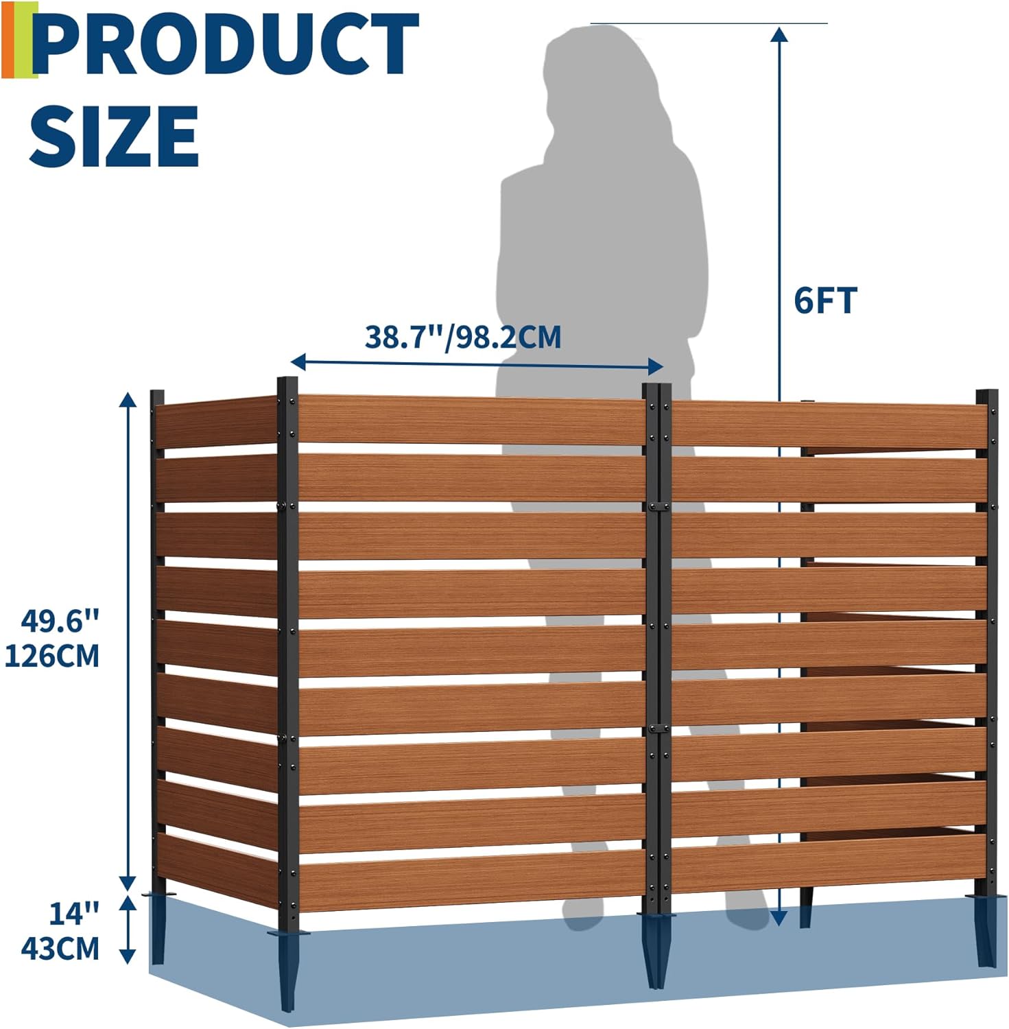Garvee - 49 h x 38 w (2 Panels) Cedar Privacy Screen Trash Can Fence Air Conditioner Fence Wood F...
