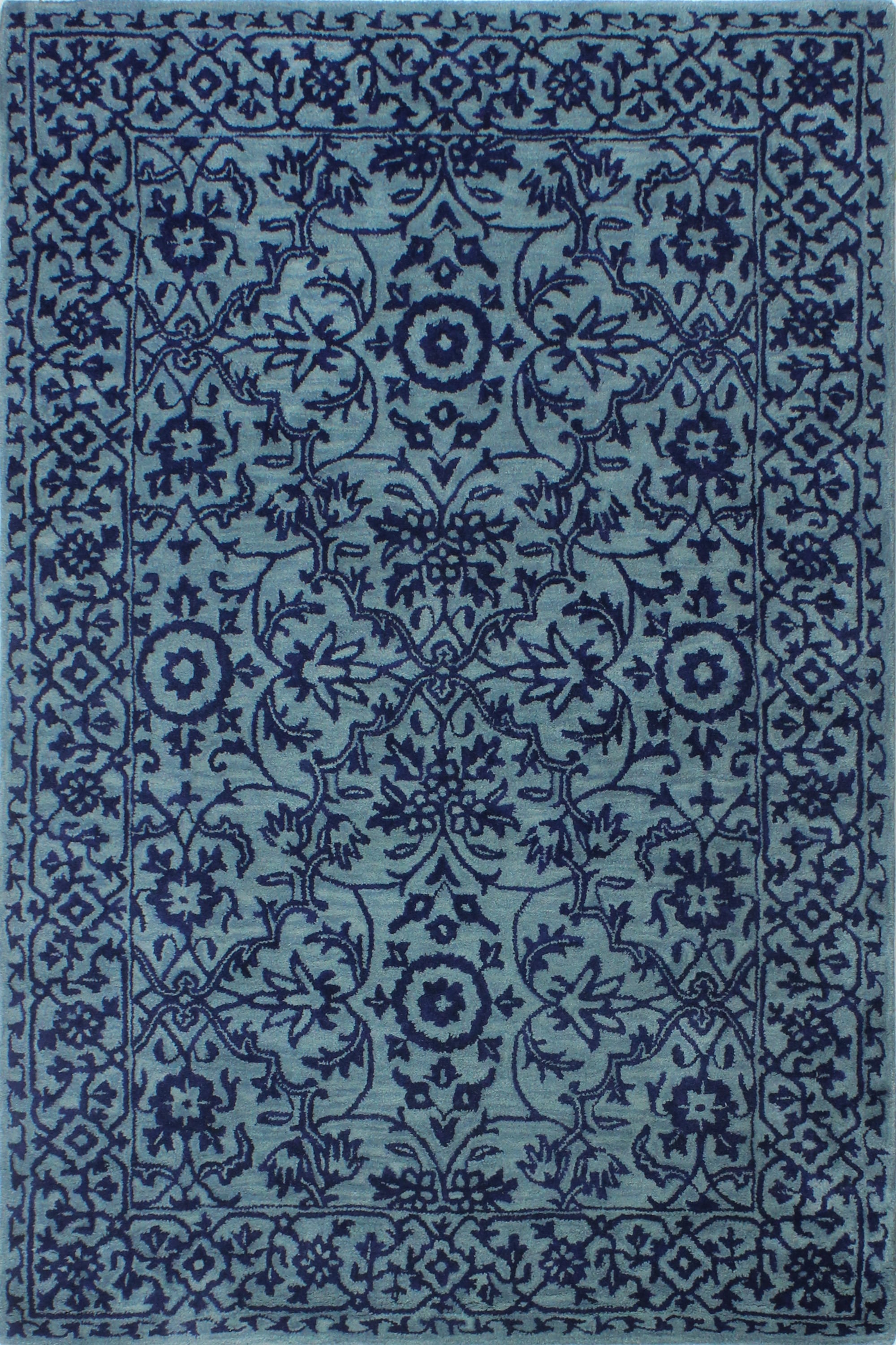 Bashian 649652251417 8 X 10 (ft) Wool Blue Indoor Floral/Botanical Bohemian/Eclectic Area Rug