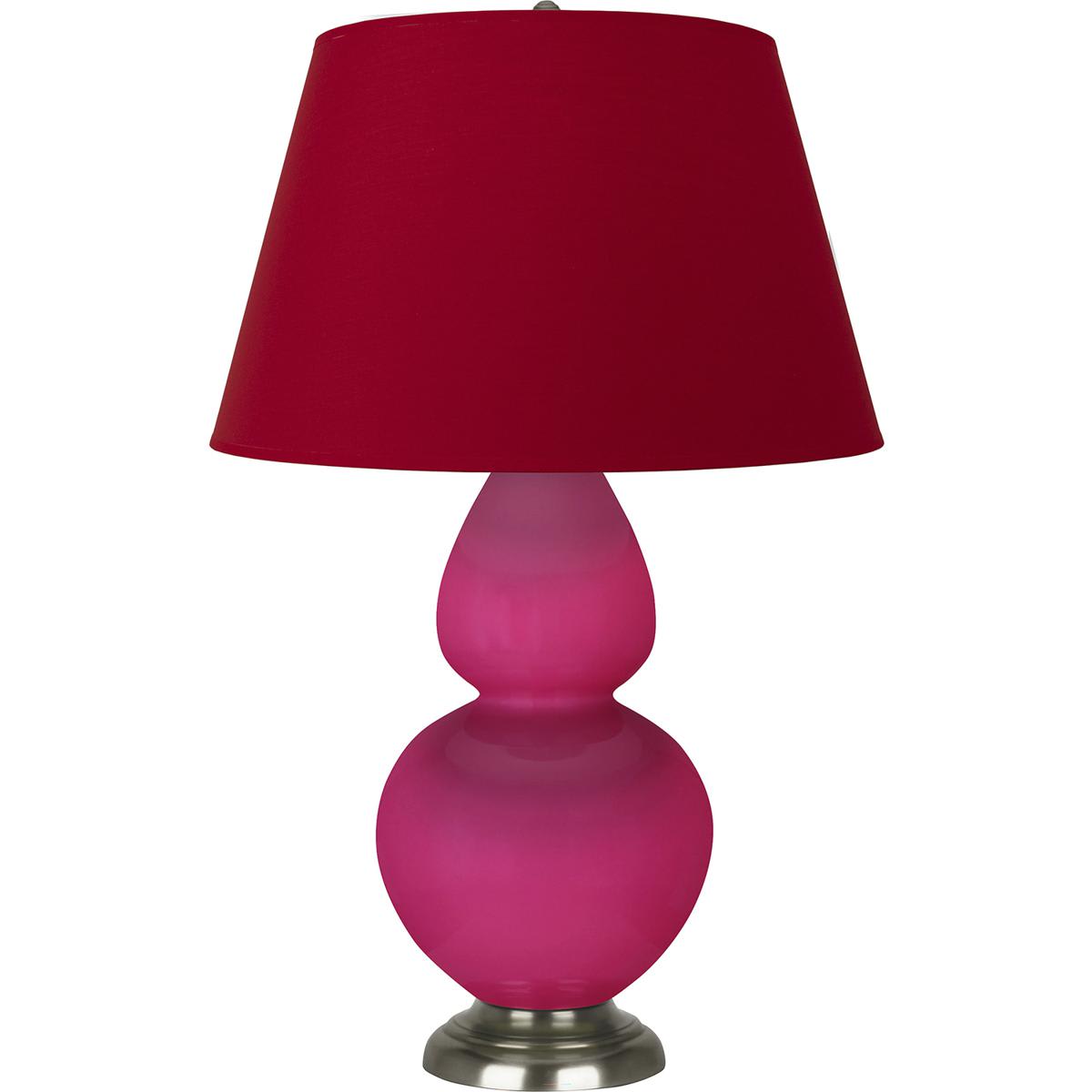 Robert Abbey Lighting Robert Abbey RZ22R Double Gourd Table Lamp Razzle Rose Glazed Ceramic with Antique Silver