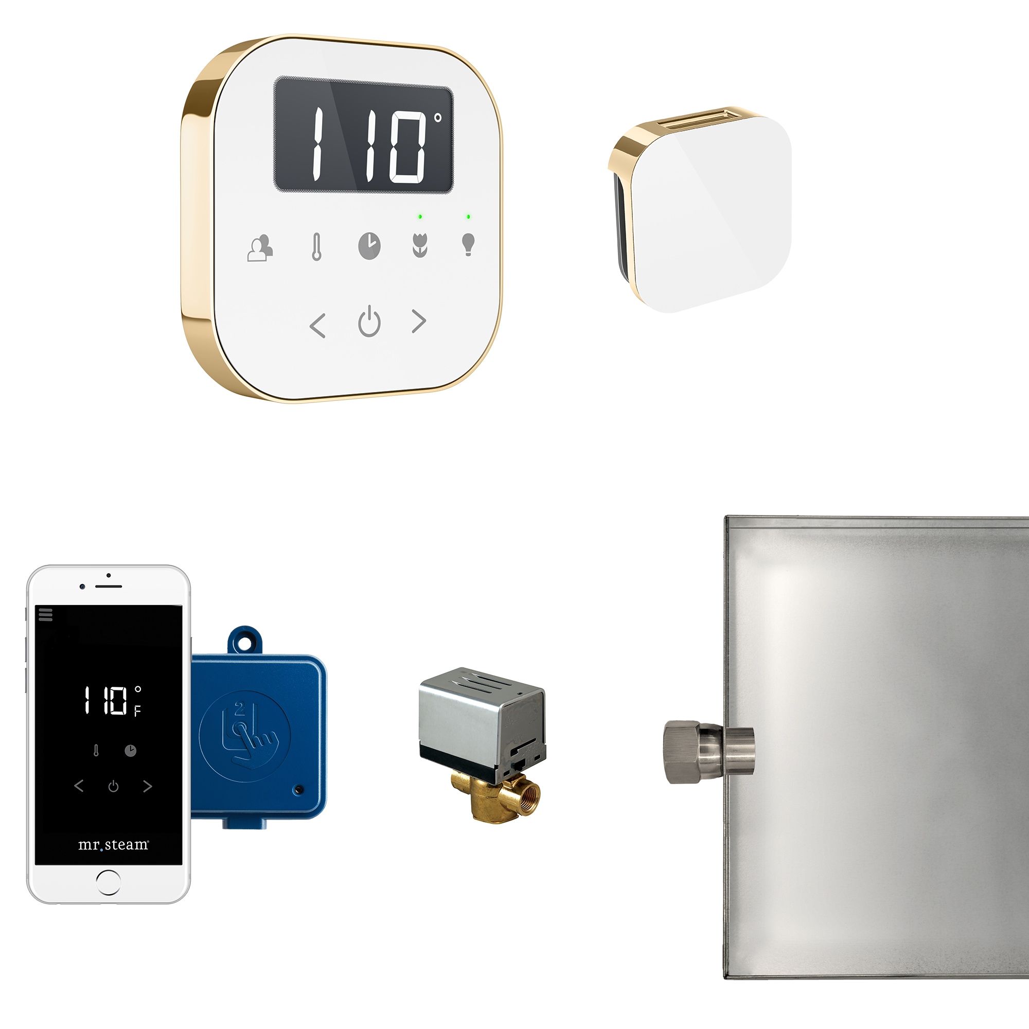 Mr. Steam ABUTLER1W-PB 120-Watts White Polished Brass Steam generator control kit