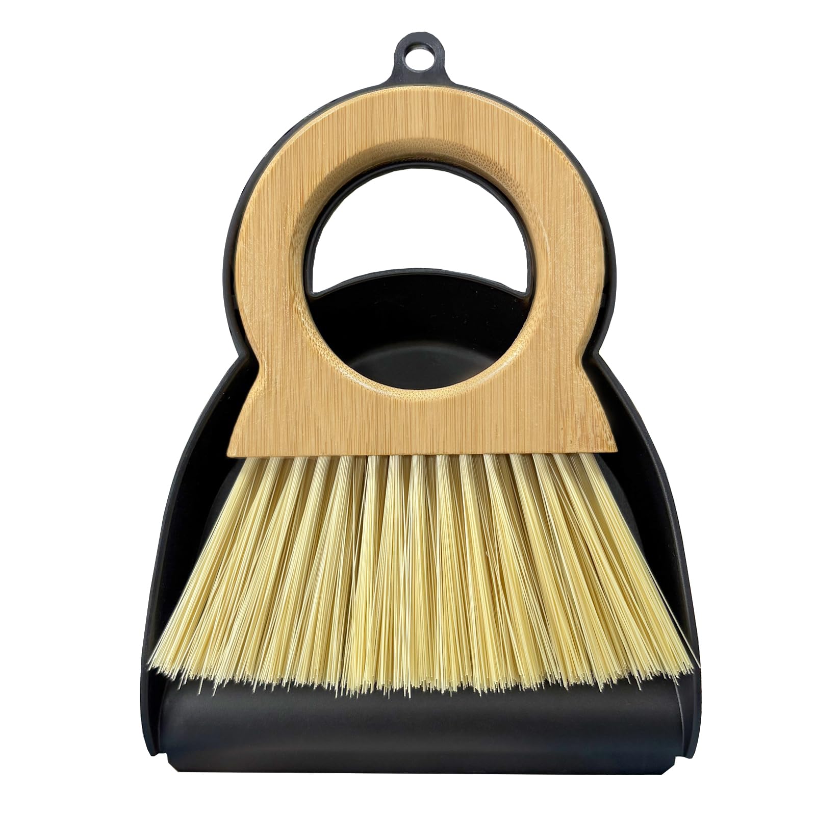 Ahfiwaso  Mini Broom and Dustpan Set Compact Bamboo Handle Cleaning Kit with Mini Dustpan Brush for Countertops Tables Desks Small Dust Pan and